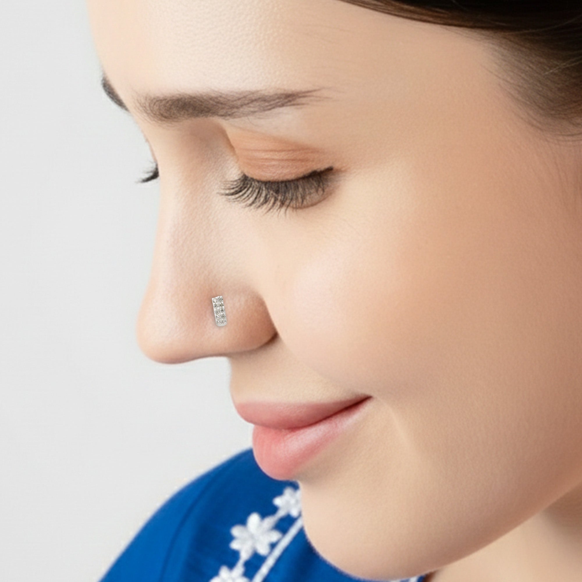 Linear Gleam Silver Nose Pin