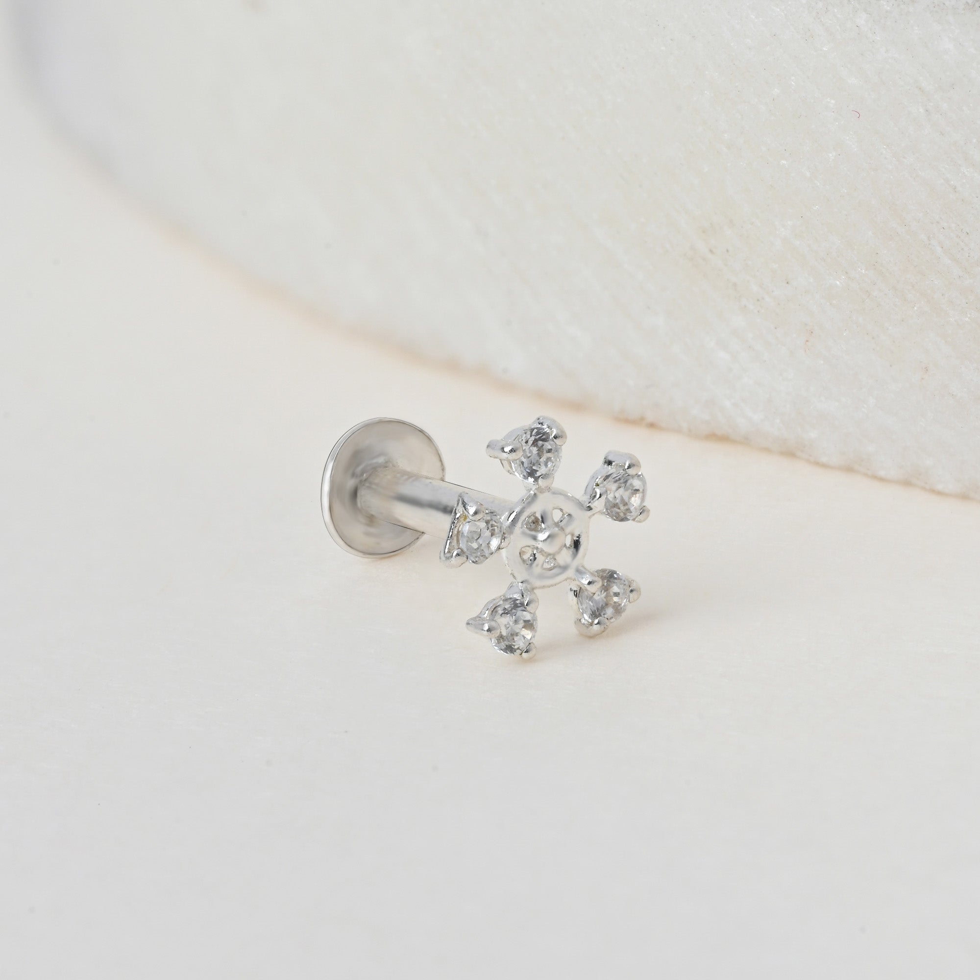Floral Orbit Silver Nose Pin