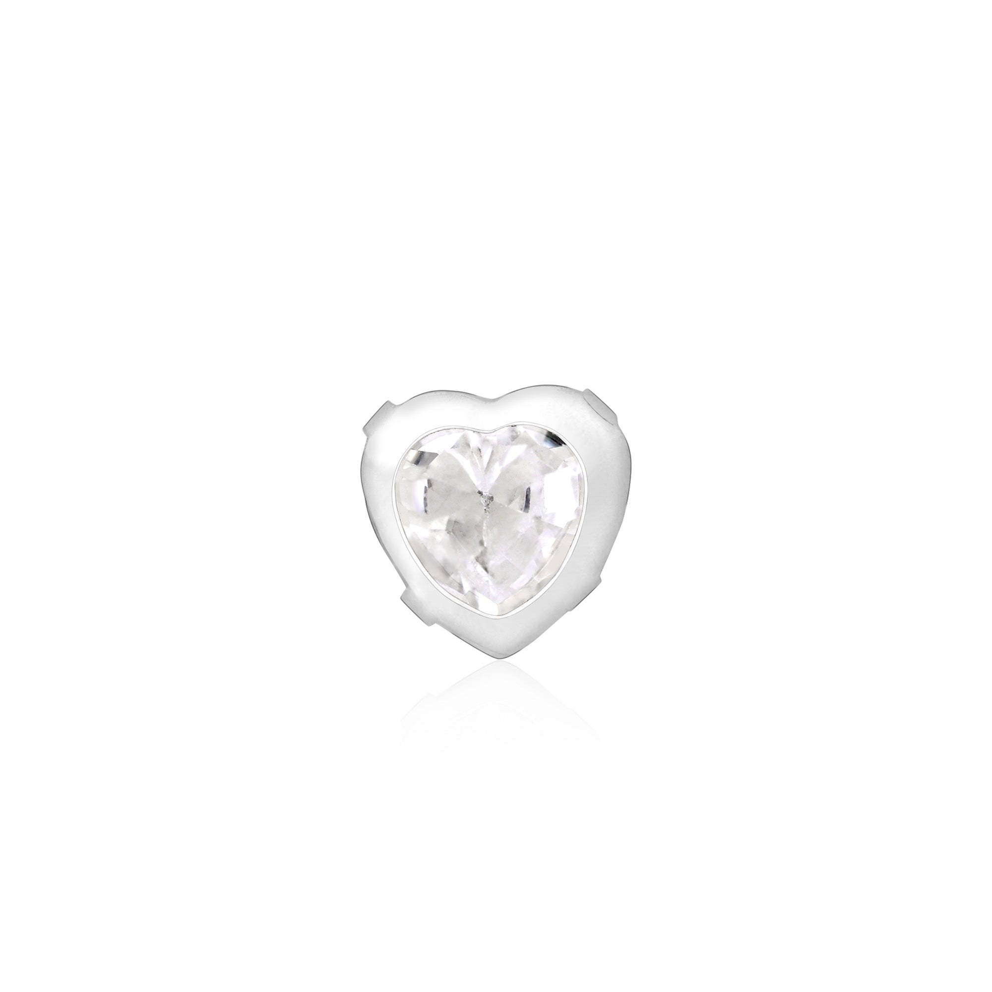 Bezel Heart-Stone Silver Nose Pin