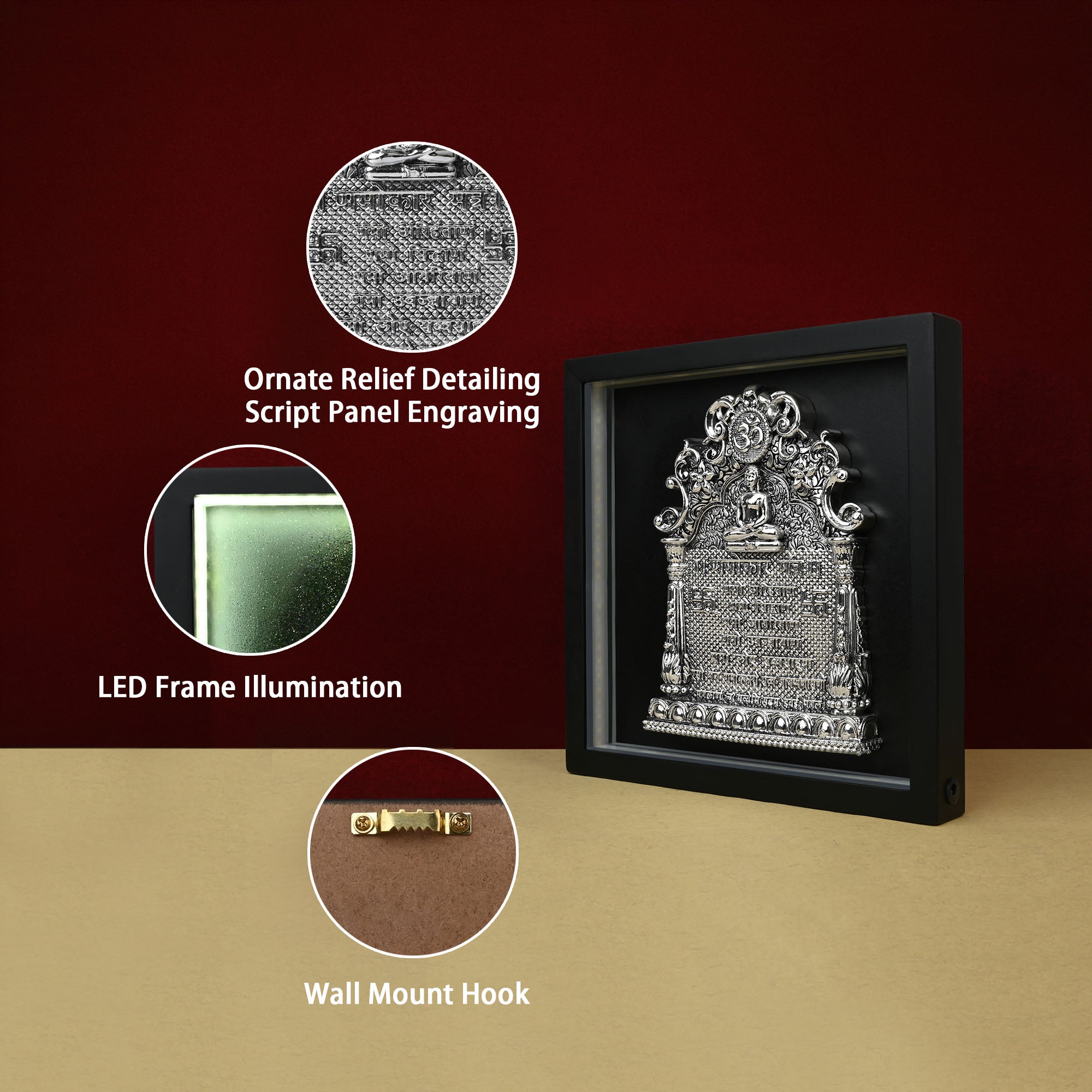 999 Silver Plated Jain Navkar LED Frame