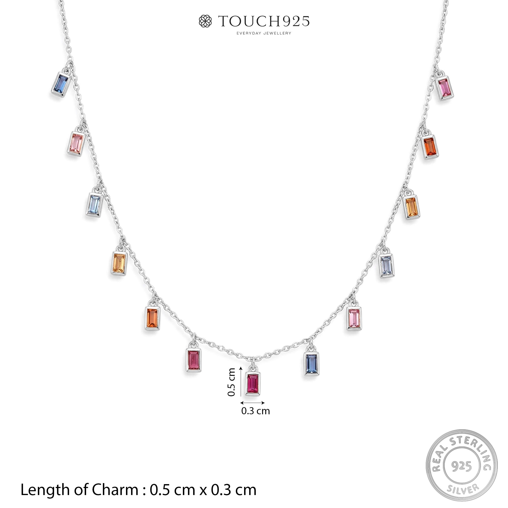 Baguette Drop Charm Necklace