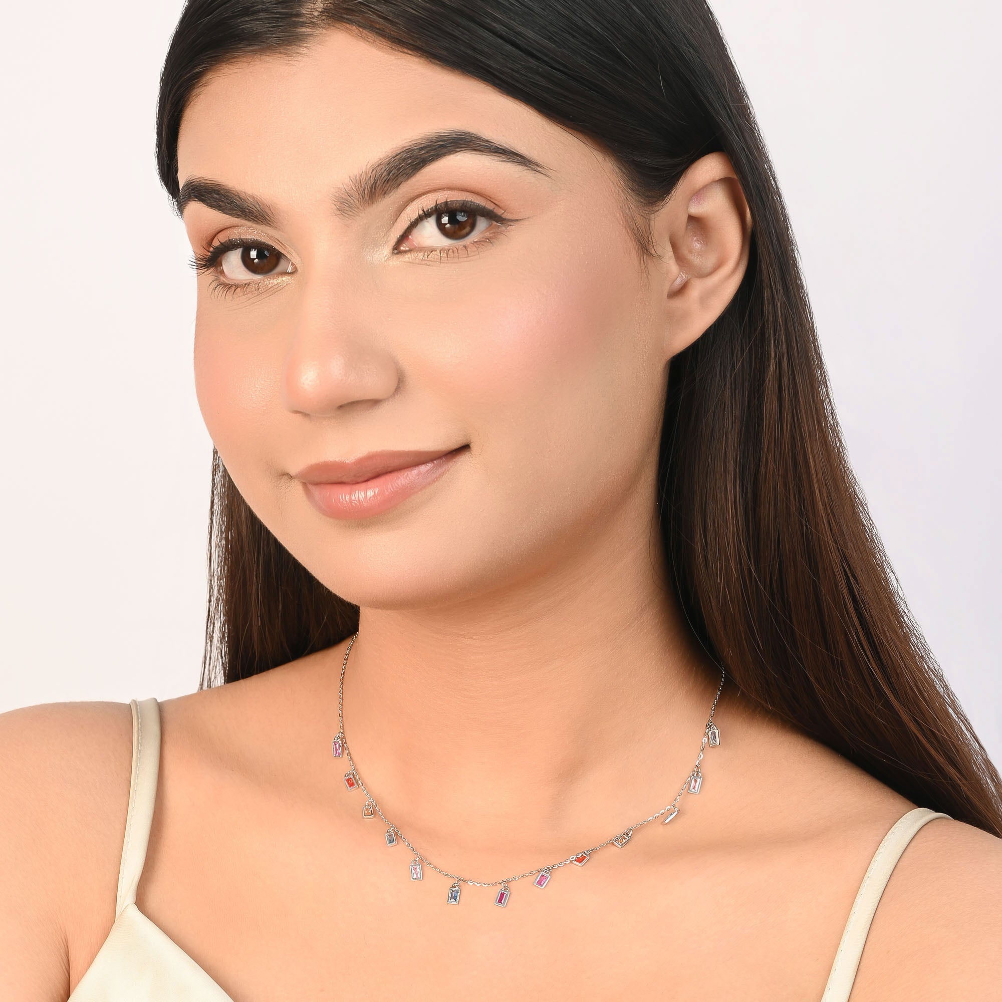 Baguette Drop Charm Necklace