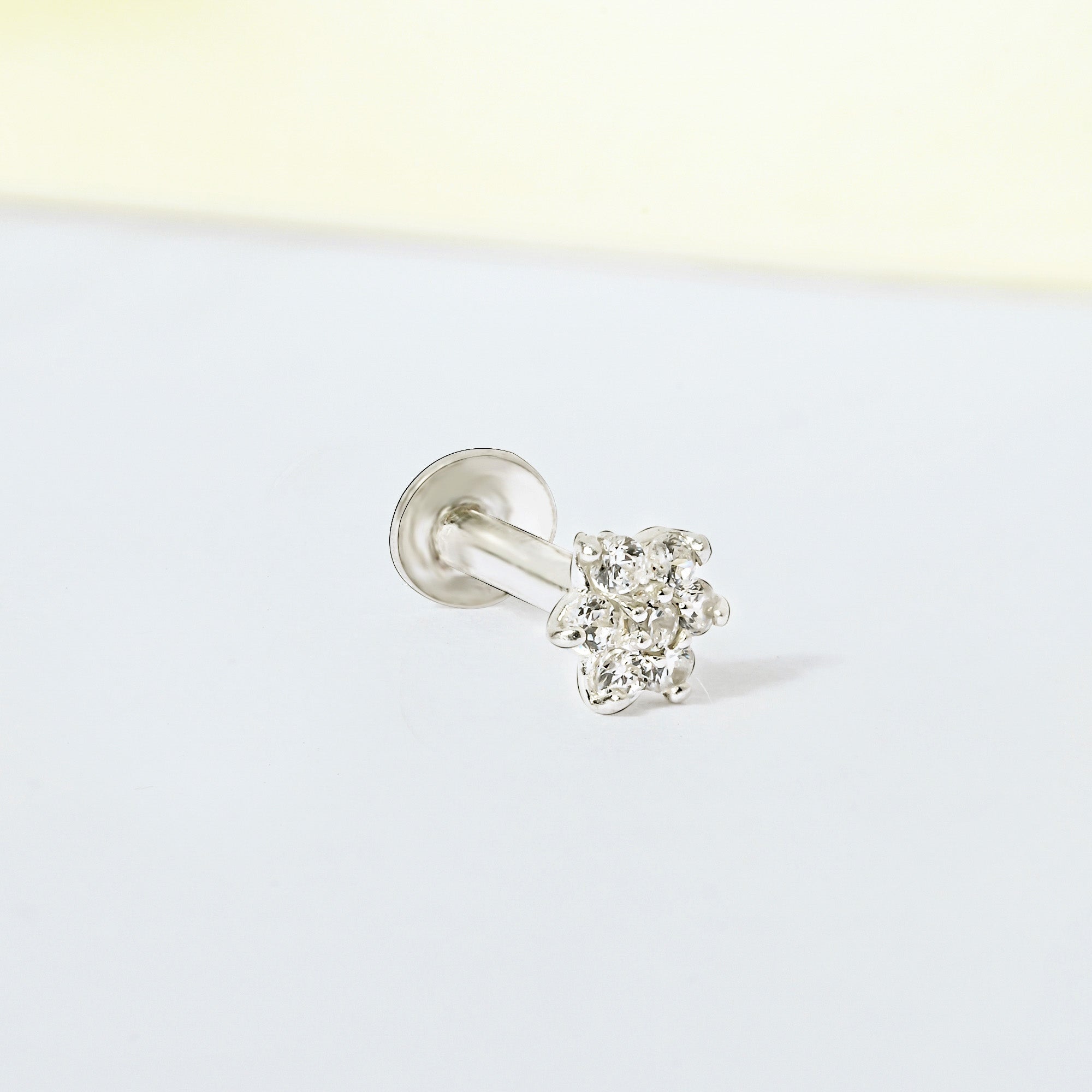 Petite Floral Silver Nose Pin