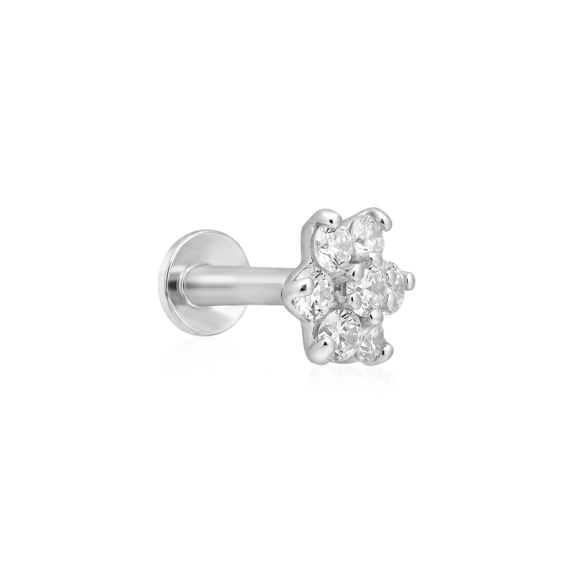 Floral Cluster Zircon Silver Stud