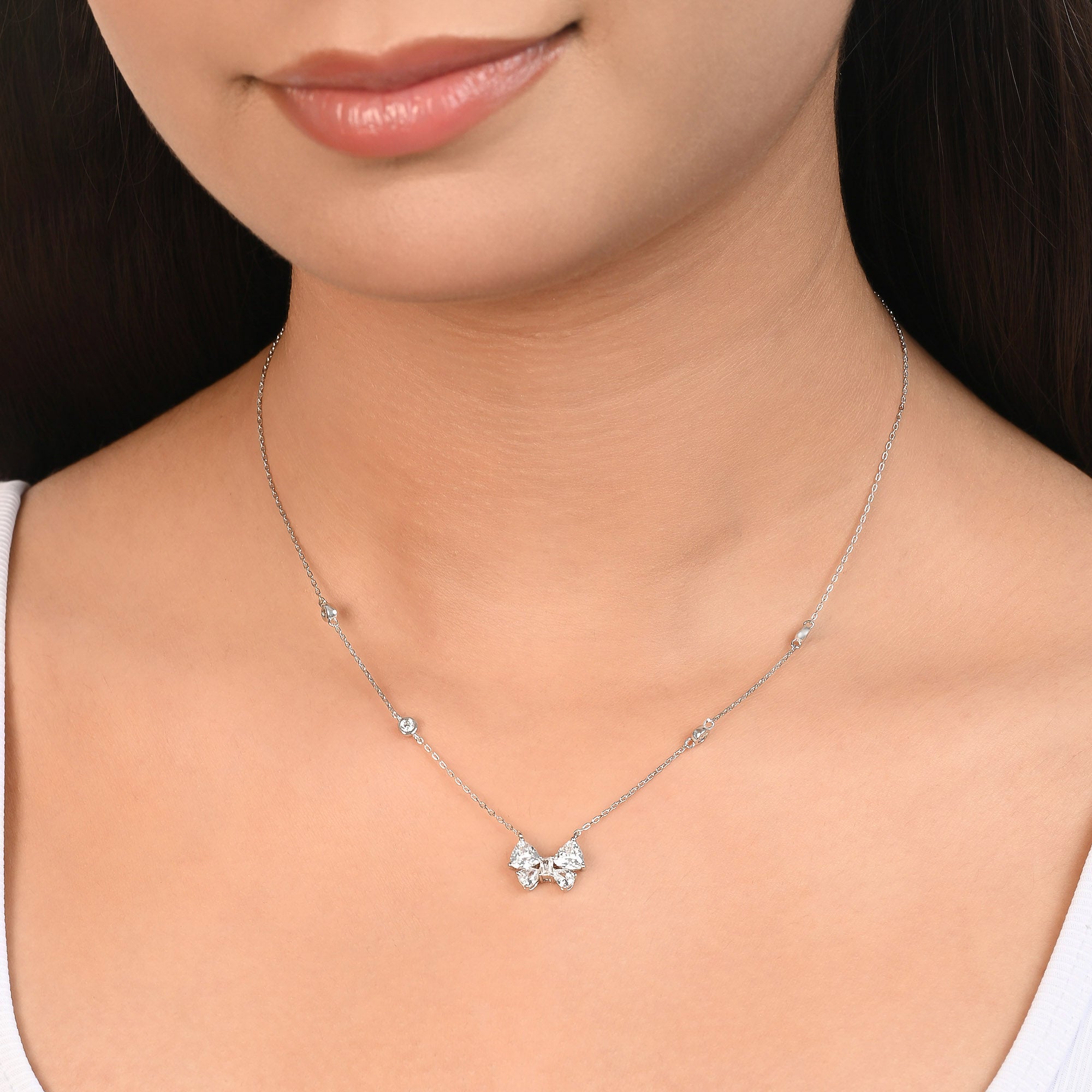 Bow Charm Station Necklace