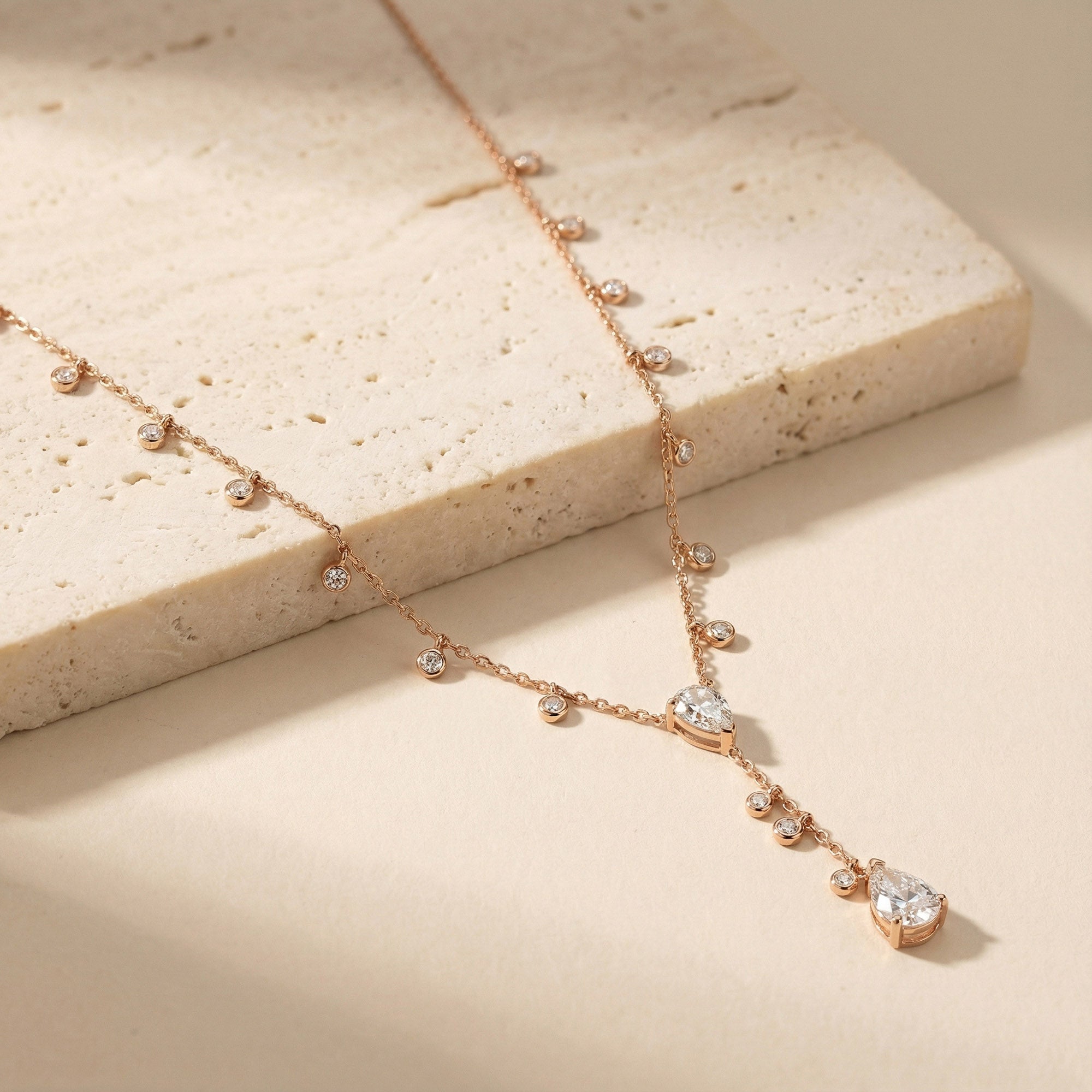 Lariat Silver Drop Necklace