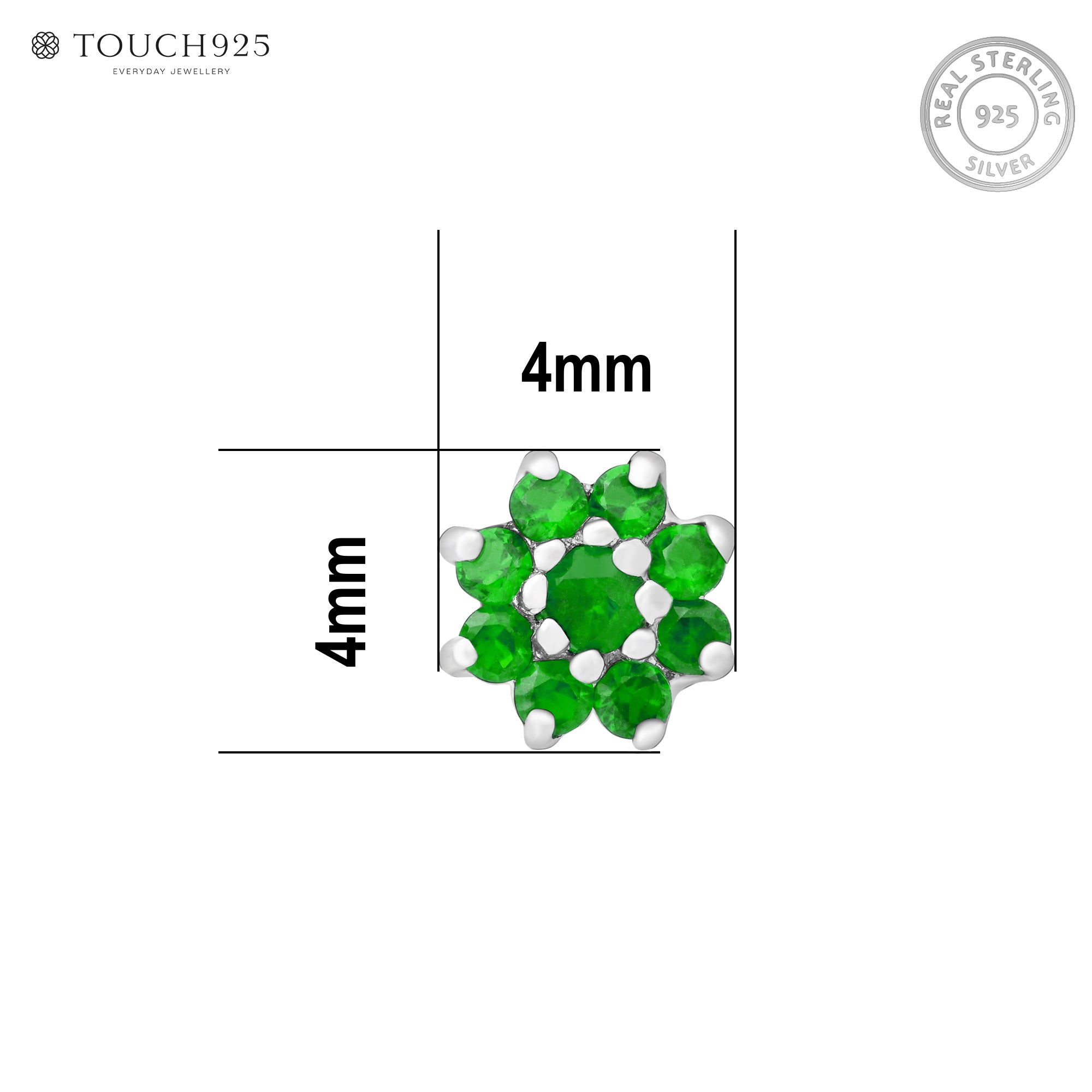 Bloom CZ Silver Nose Pin