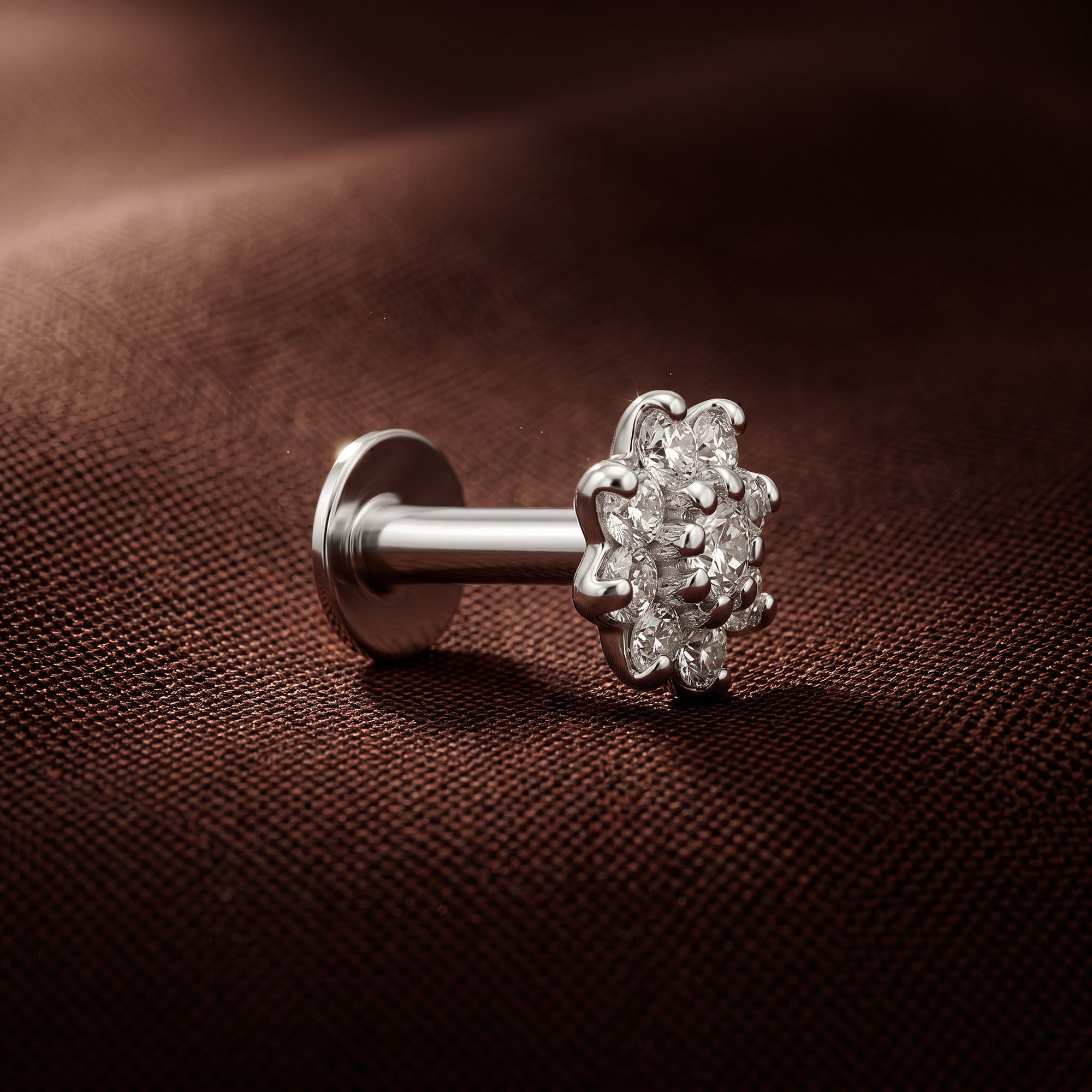 Radiant Floral Cluster Silver Stud