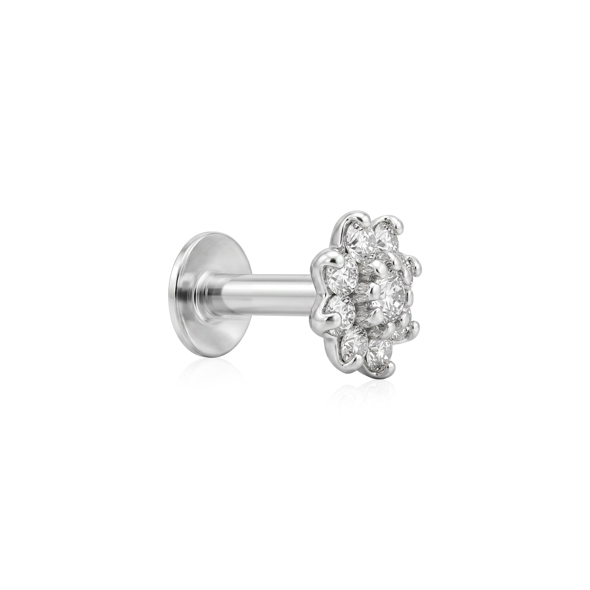 Radiant Floral Cluster Silver Stud