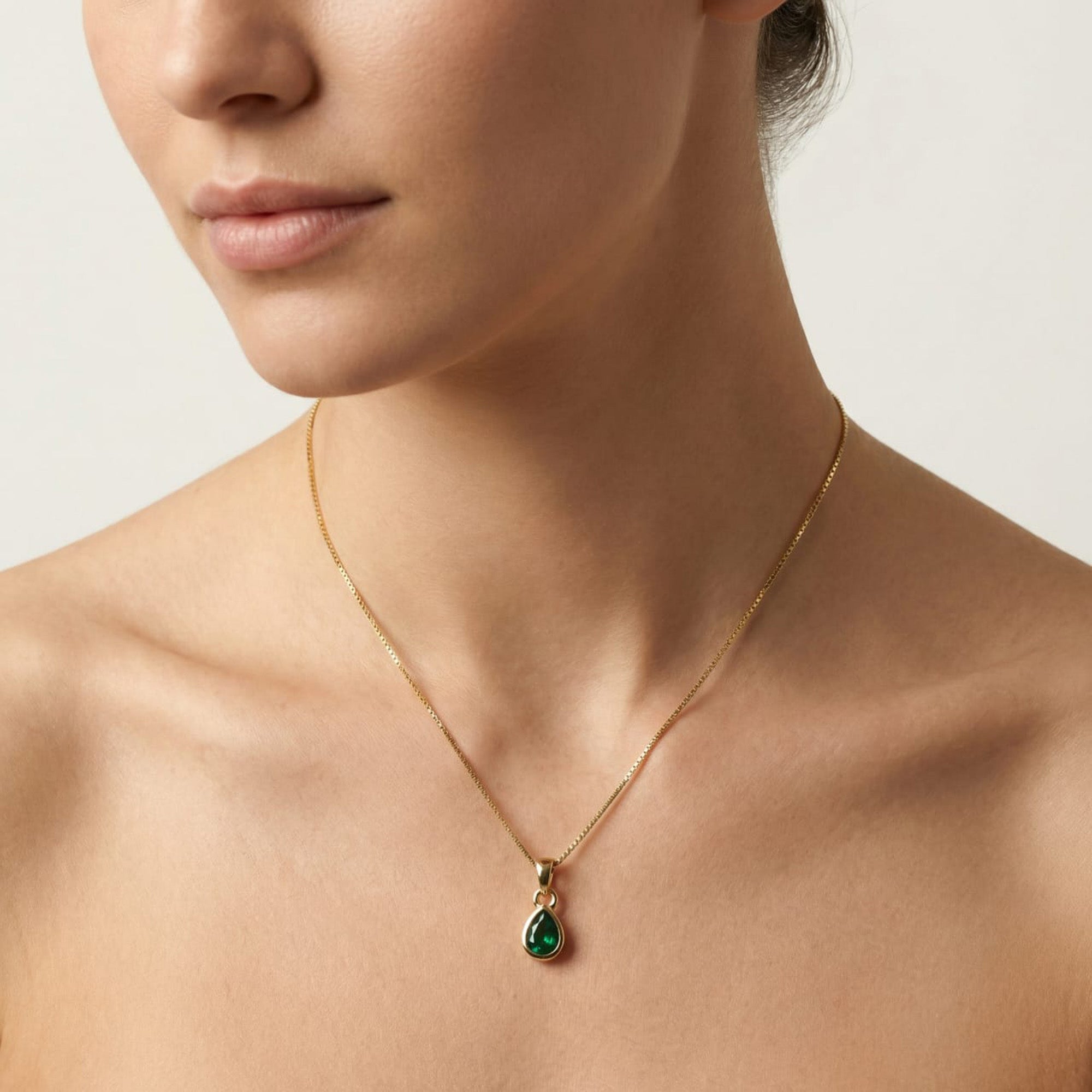 May Birthstone Silver Necklace