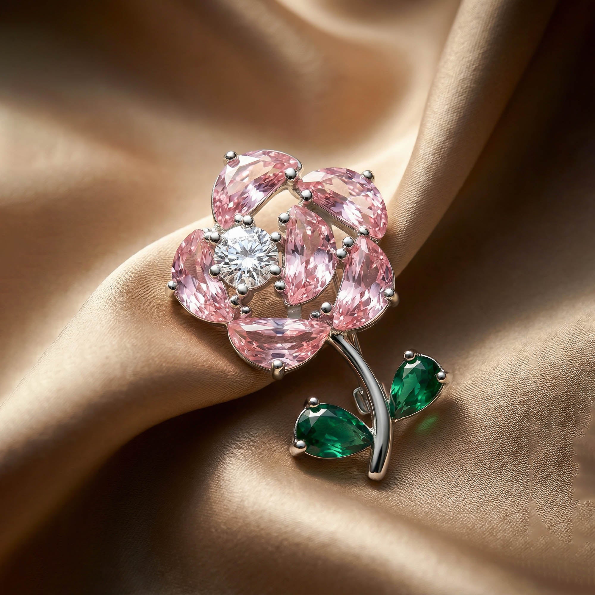 Rose Bloom Silver Brooch
