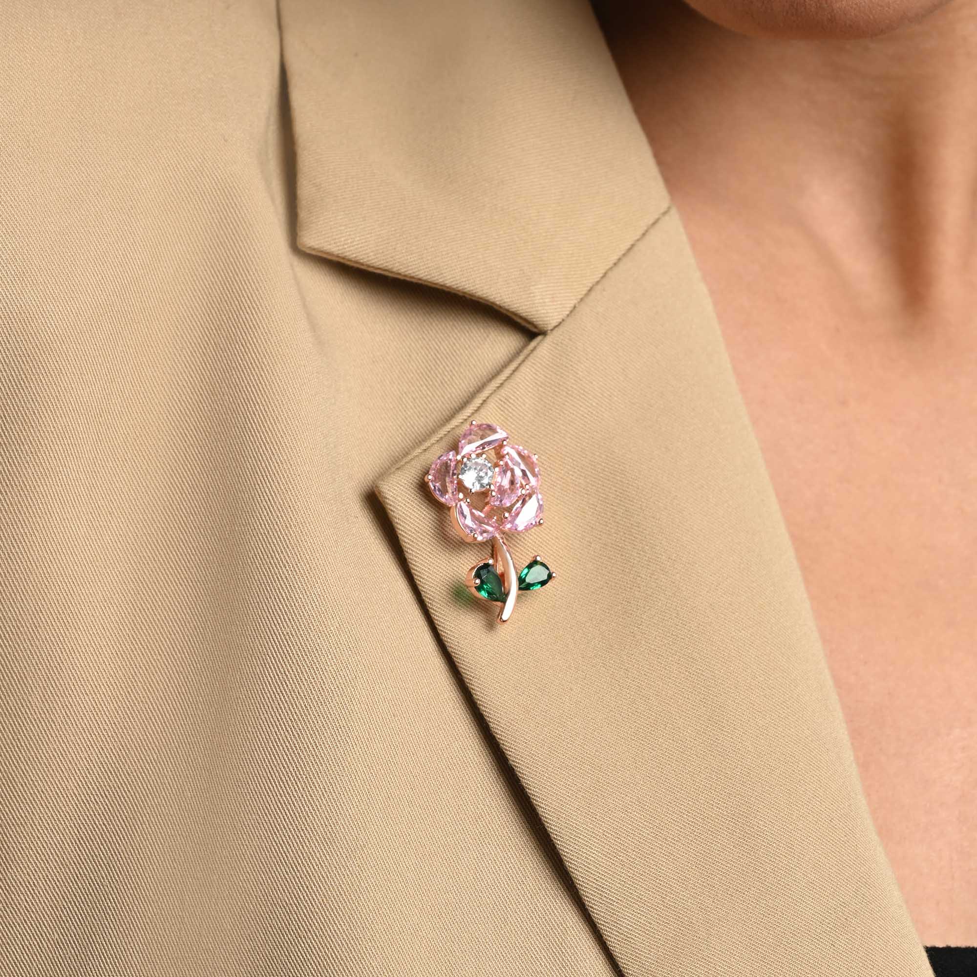 Rose Bloom Silver Brooch