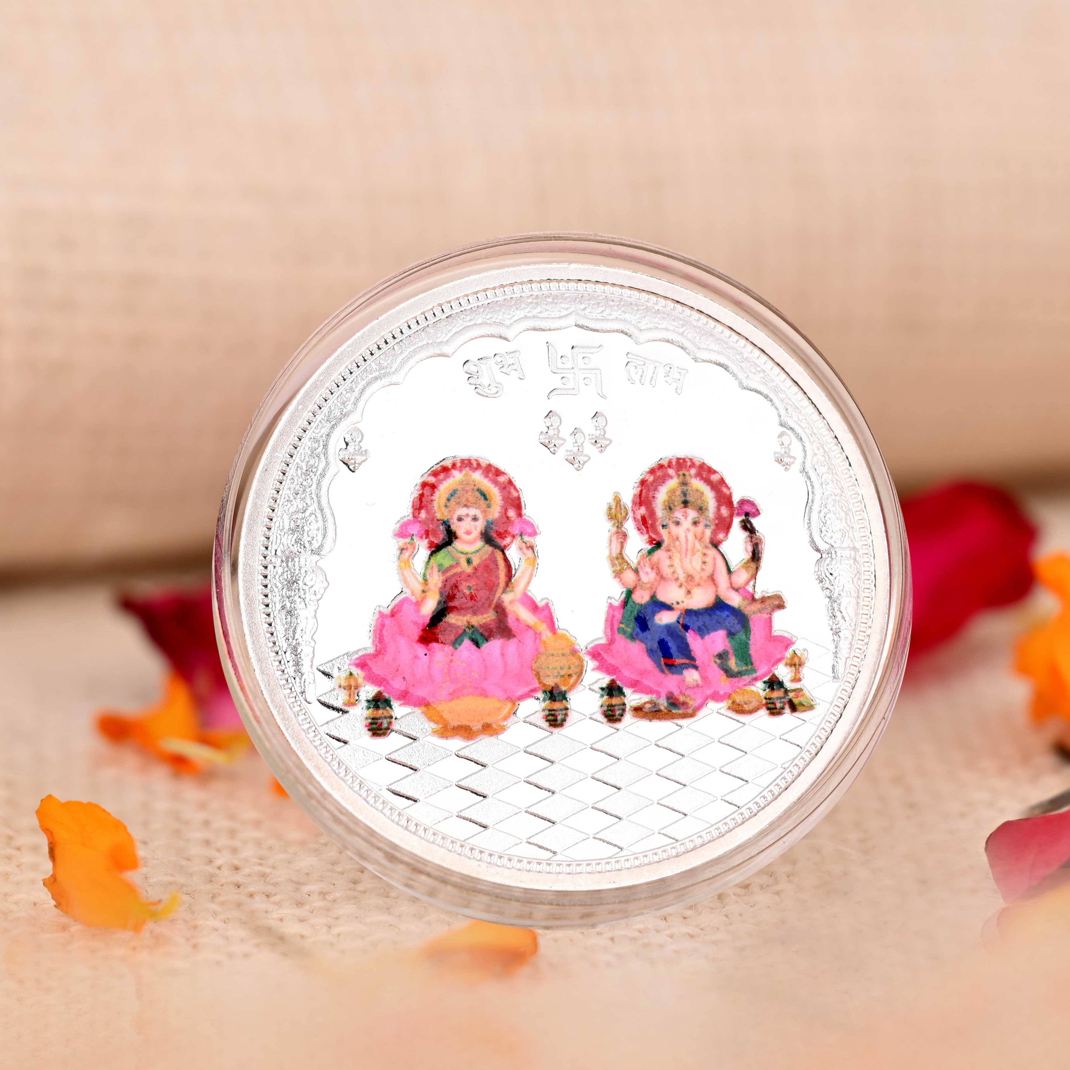 Pure 999 Silver 10g Lakshmi Ganesh Coin