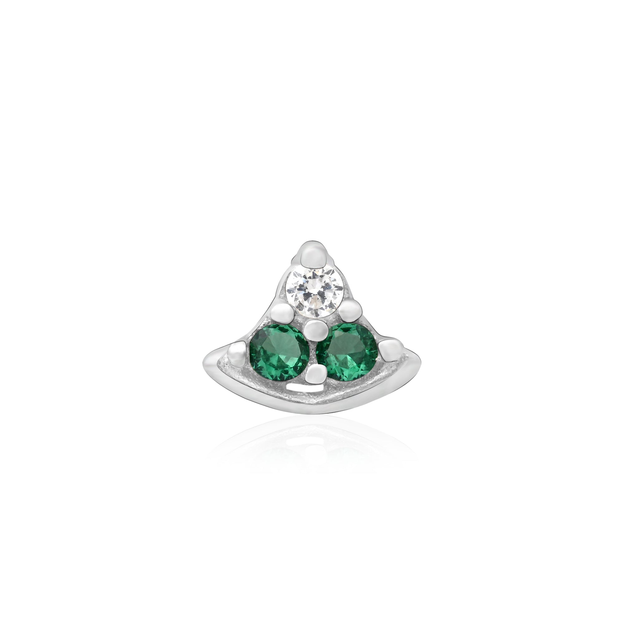 Crescent Sparkle Silver Nose Pin