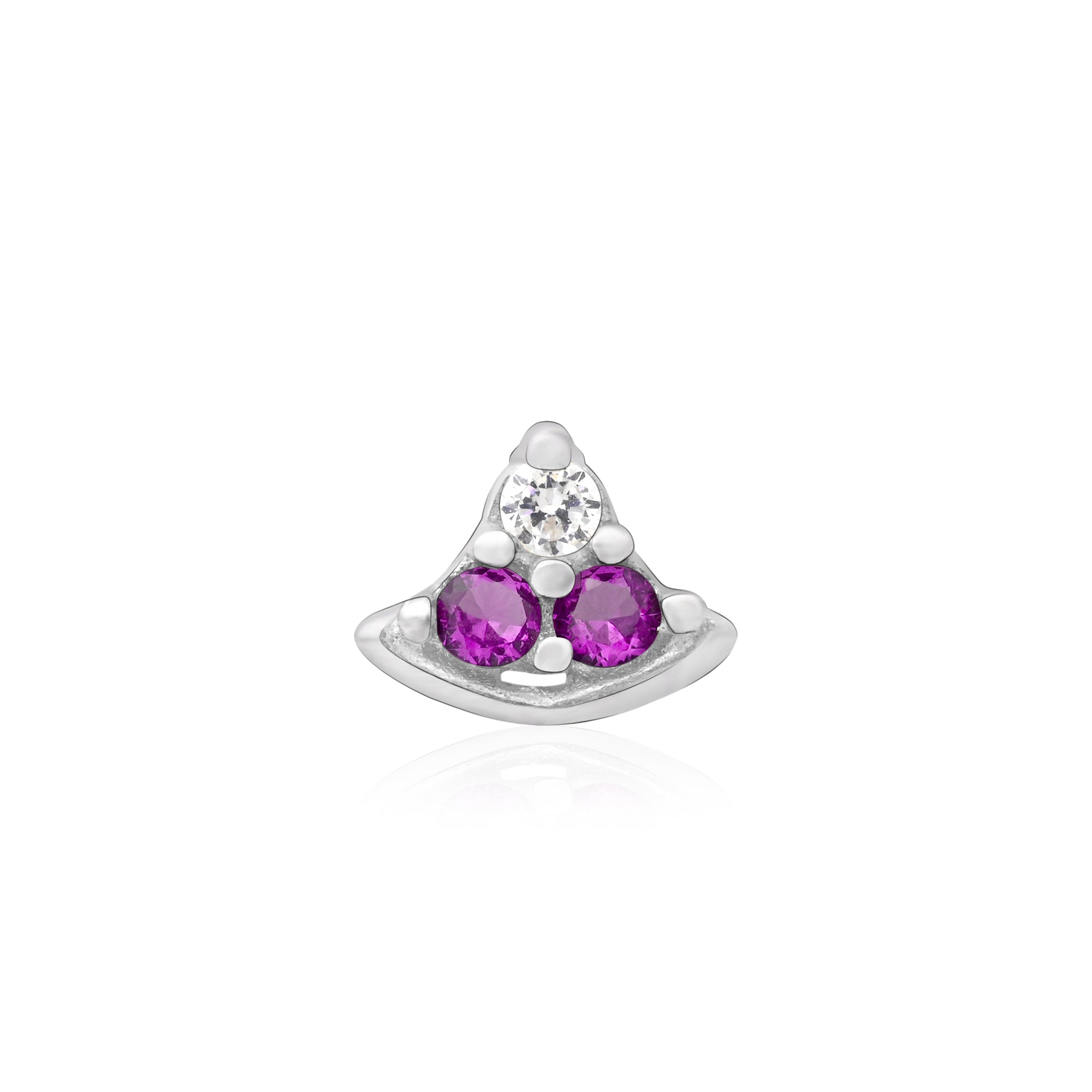 Crescent Charm Silver Nose Pin