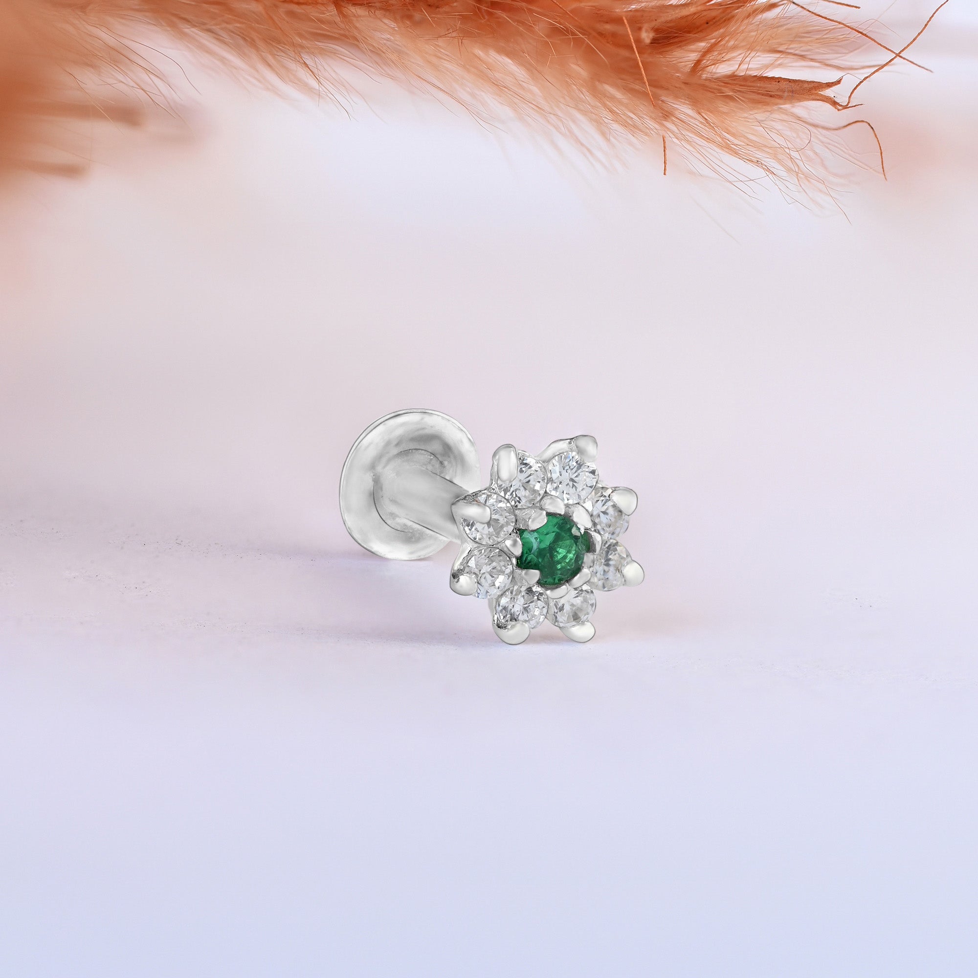 Flower Shape Silver Nose Pin