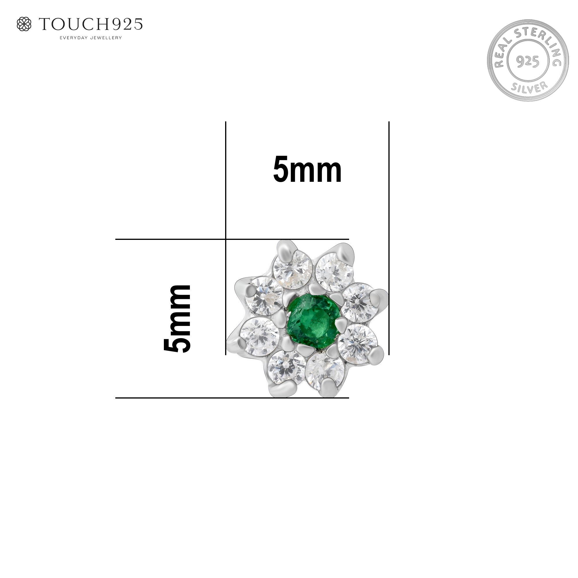 Flower Shape Silver Nose Pin