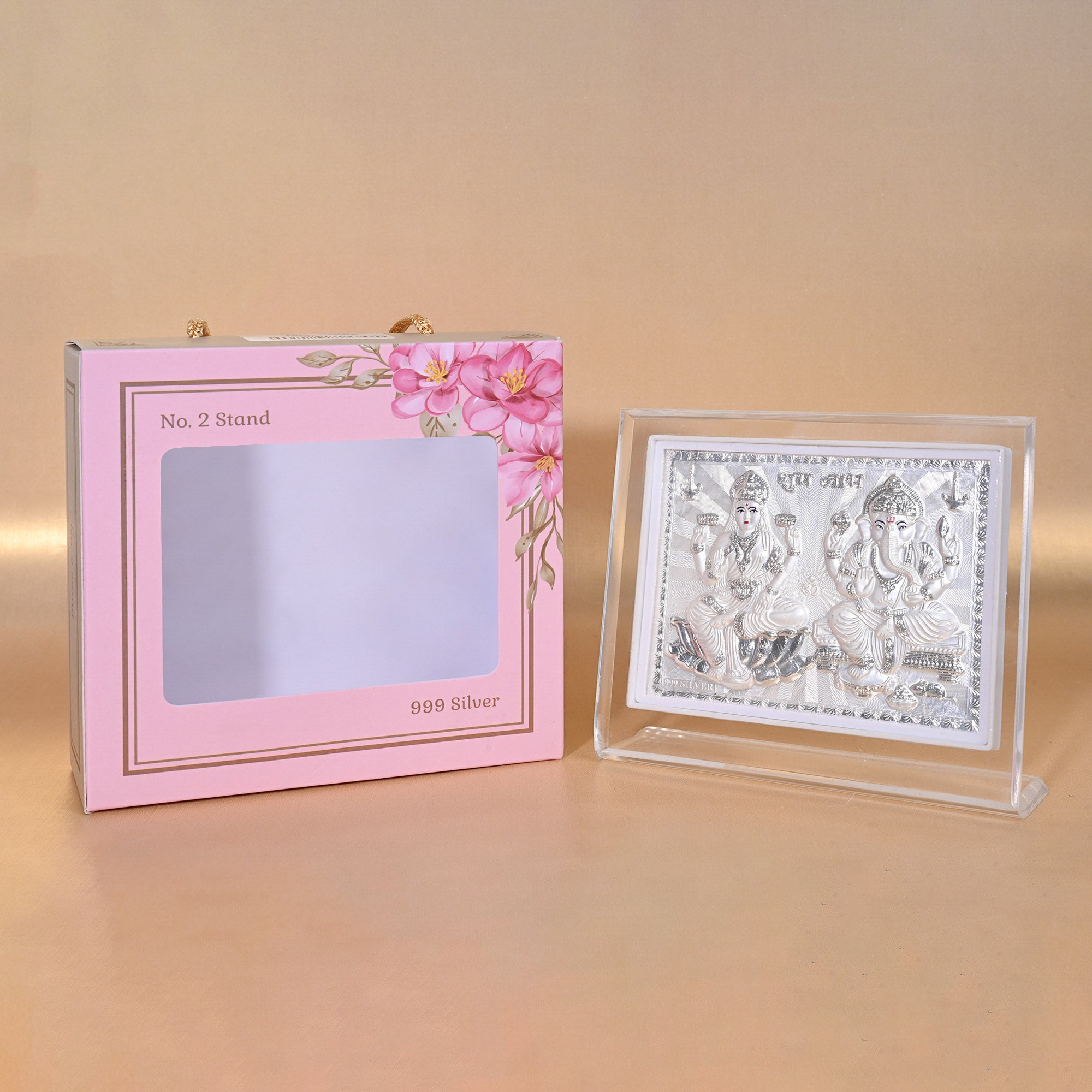 999 Silver Laxmi Ganesh Idol Frame