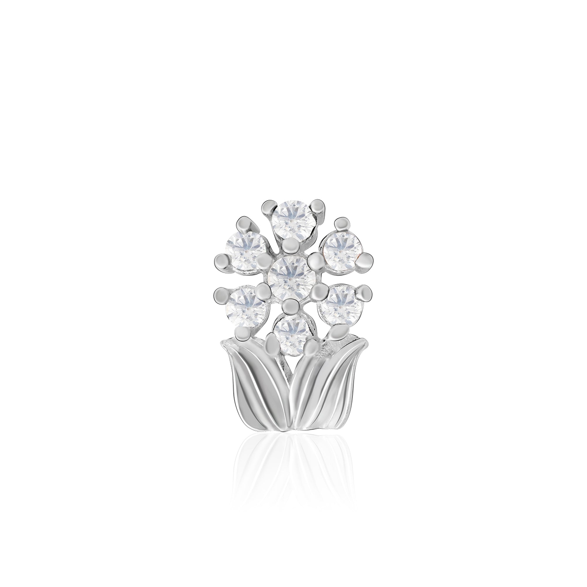 Chaand Phool Silver Nose Pin