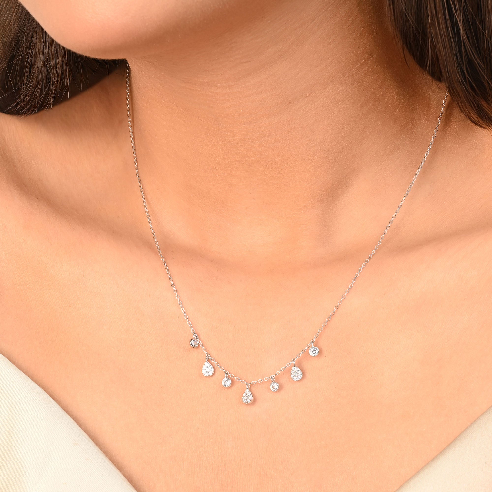 Teardrop Silver Charm Necklace