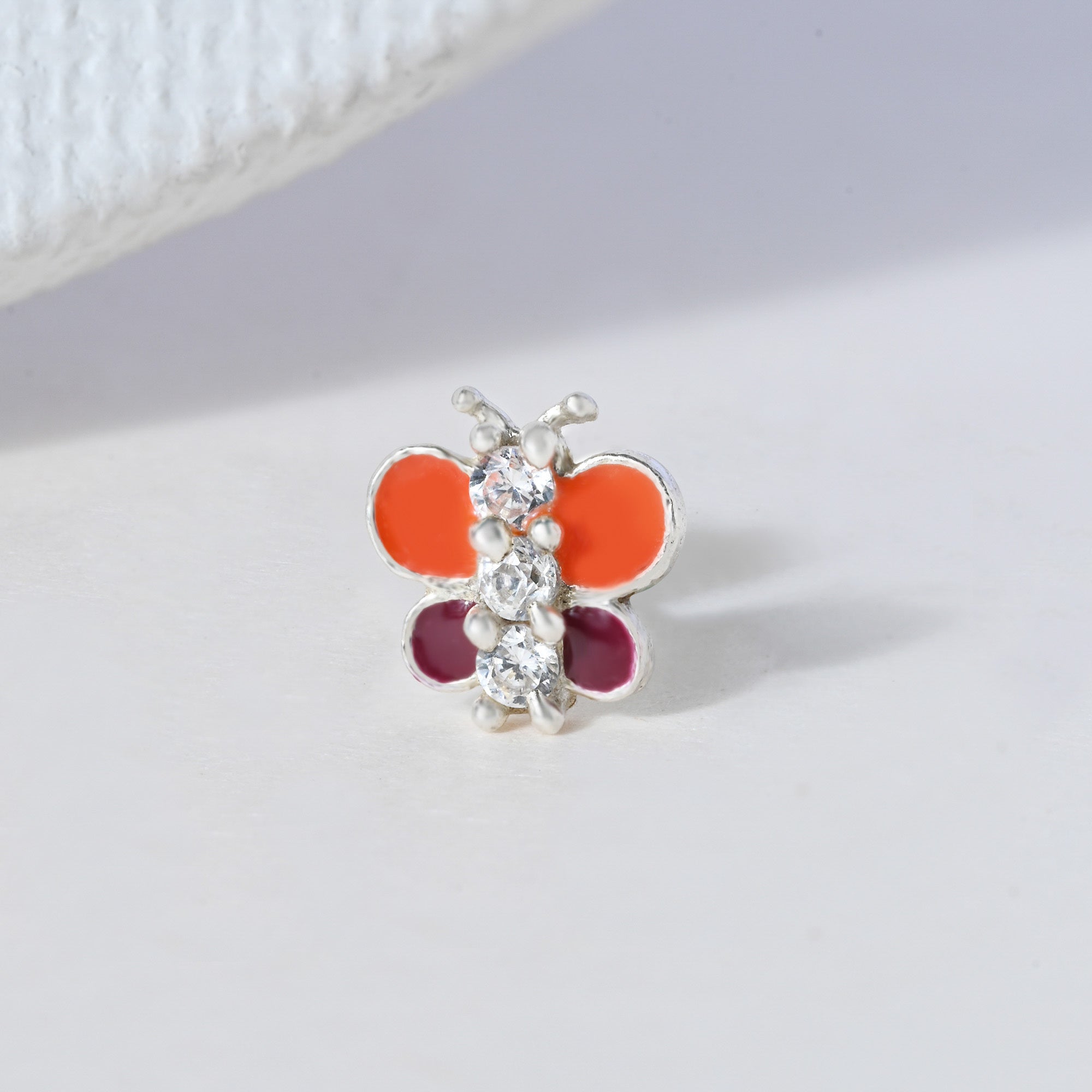 Butterfly Charm Silver Nose Pin