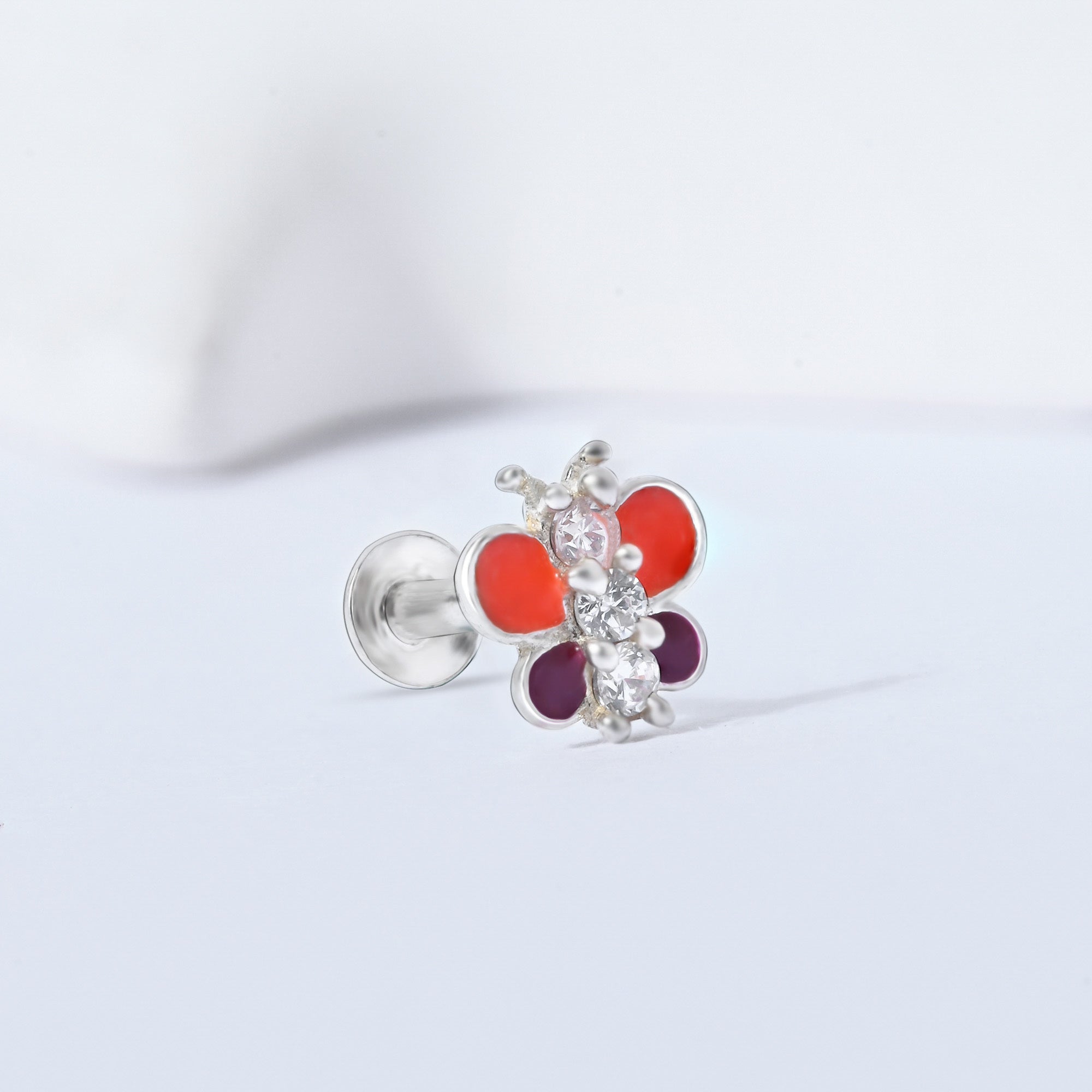 Butterfly Charm Silver Nose Pin