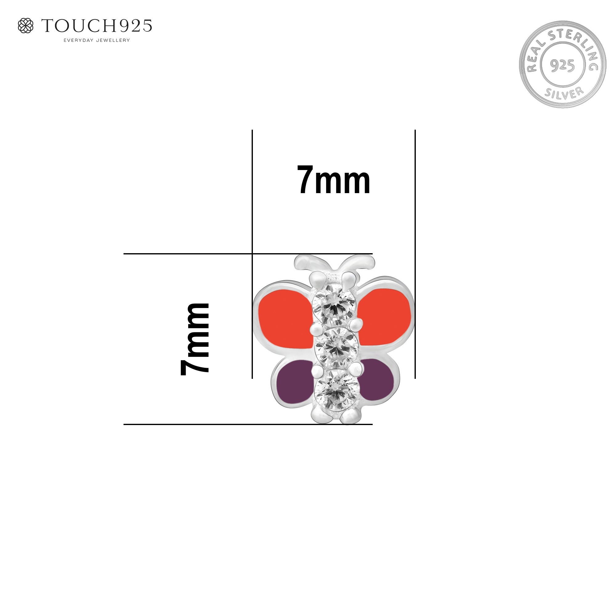 Butterfly Charm Silver Nose Pin