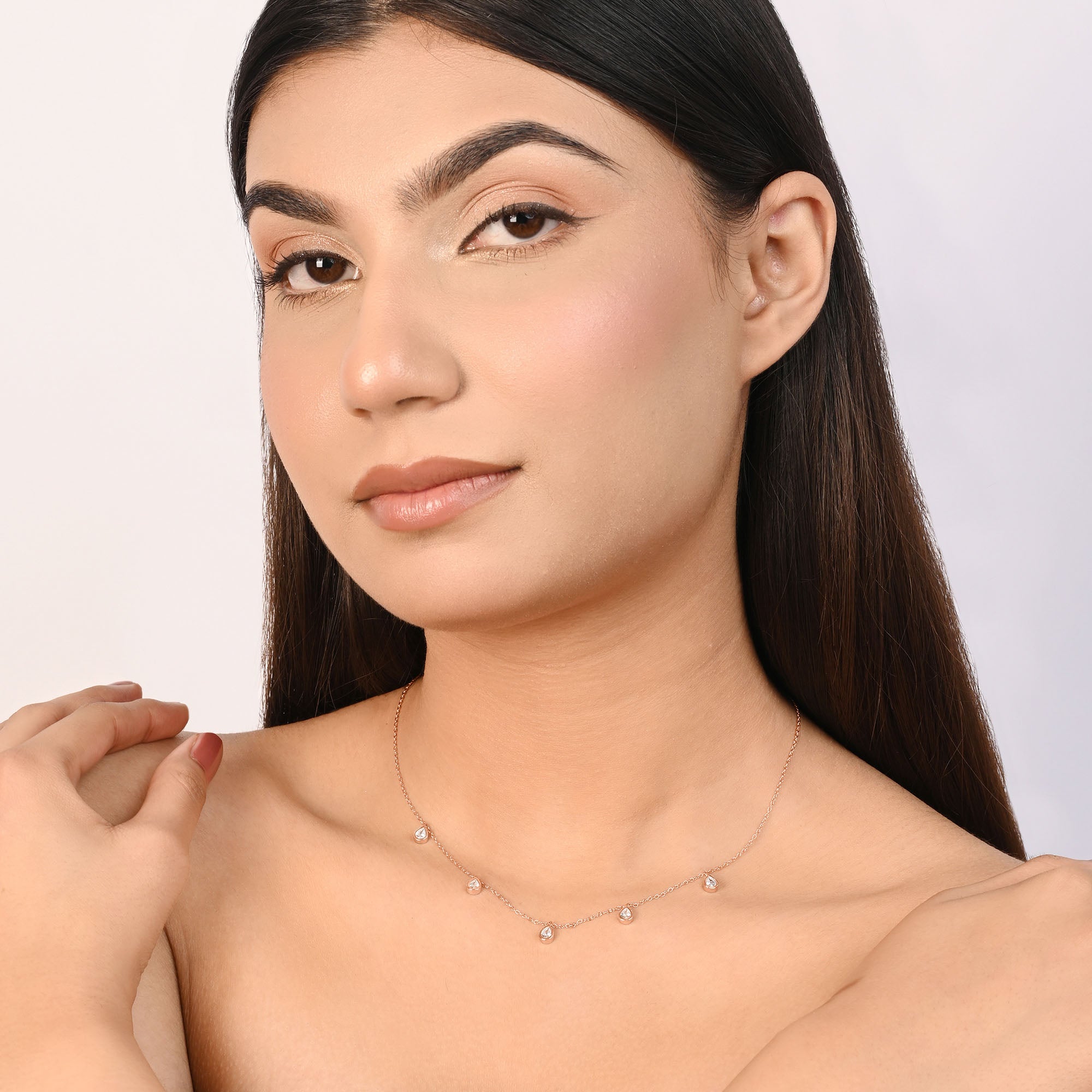 Teardrop Charm Silver Necklace