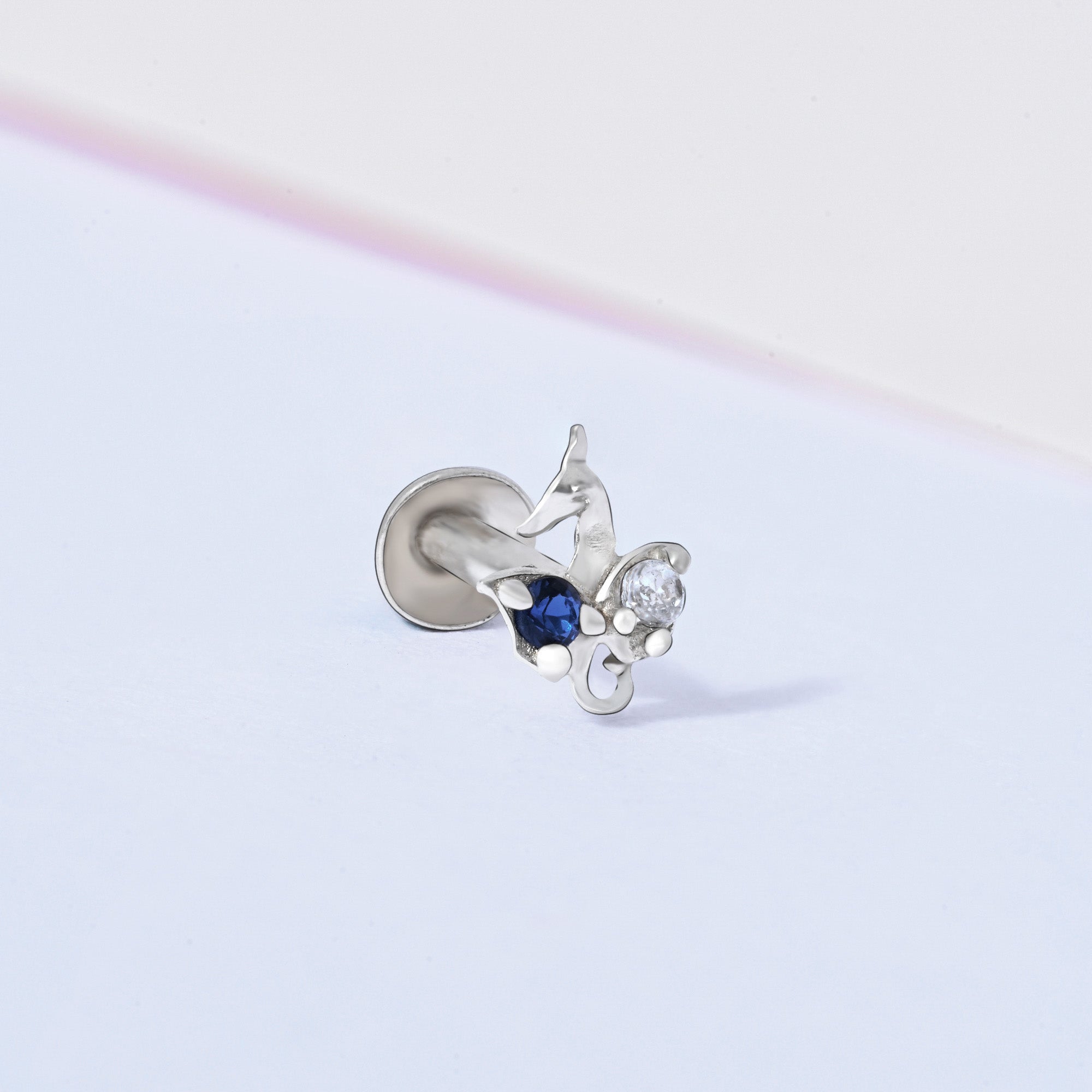 Peacock Charm Silver Nose Pin