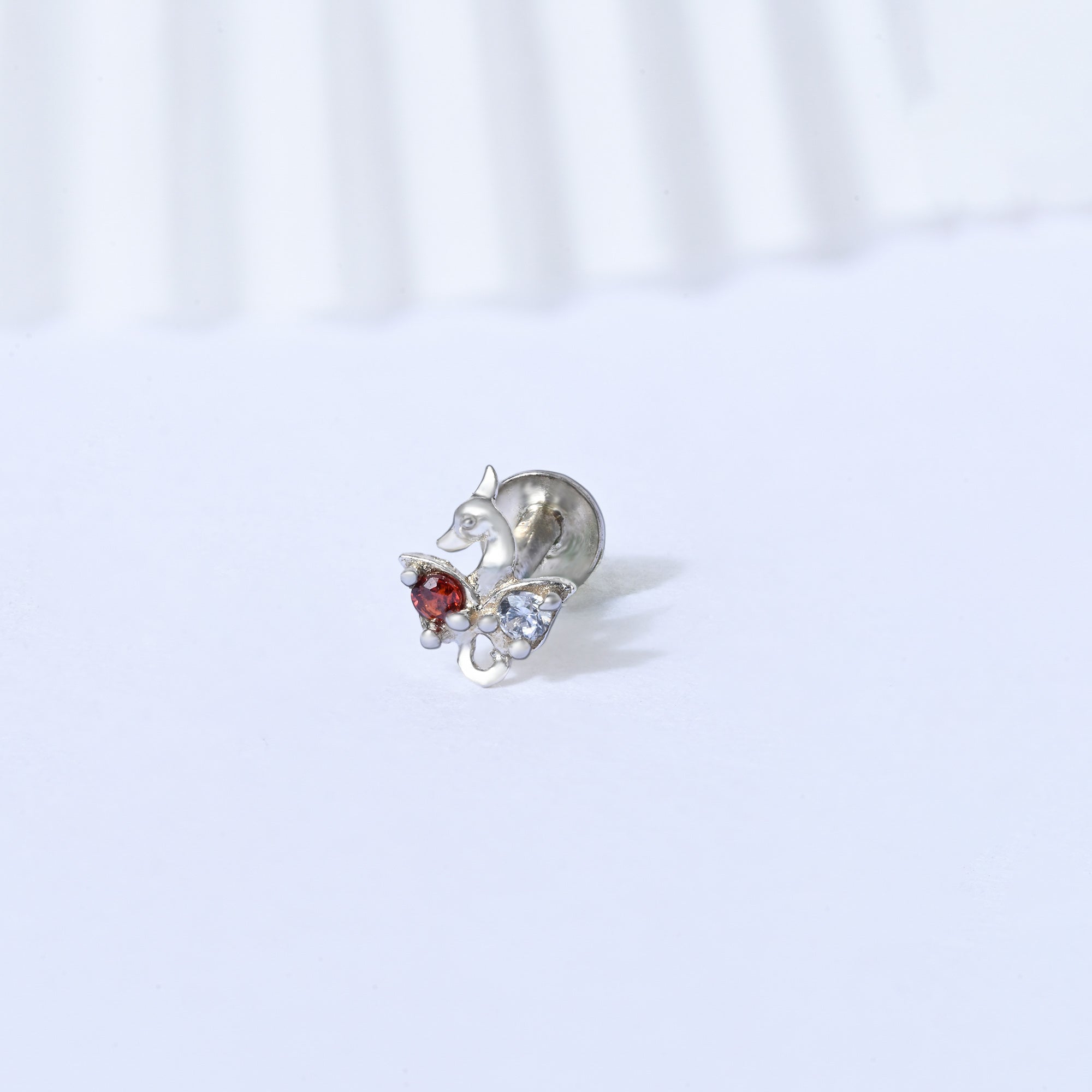 Peacock Charm Silver Nose Pin