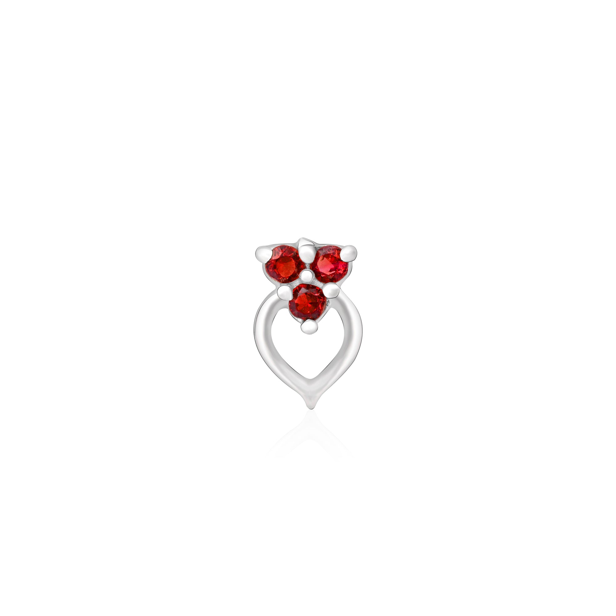 Trio Glow Heart Silver Nose Pin