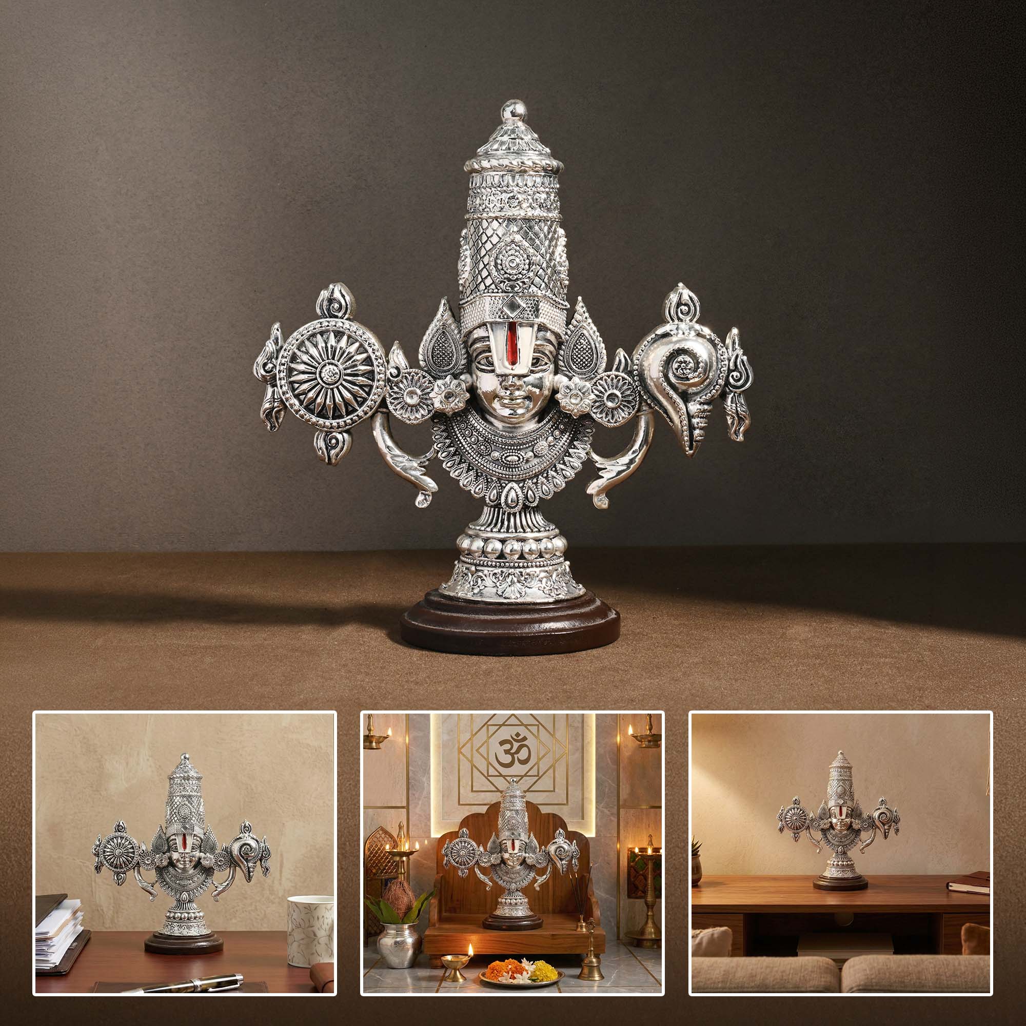 999 Silver Plated Tirupati Balaji Idol