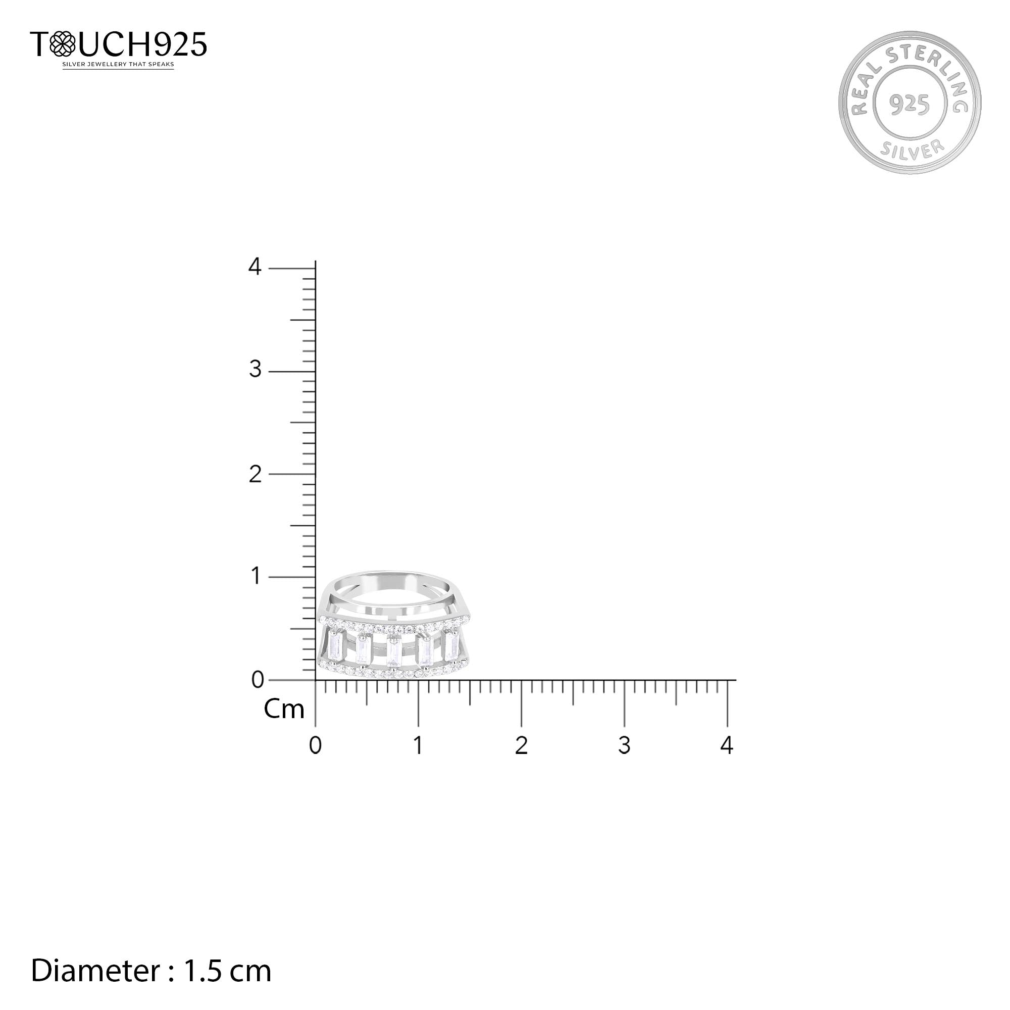 Vertical Stone Silver Ring