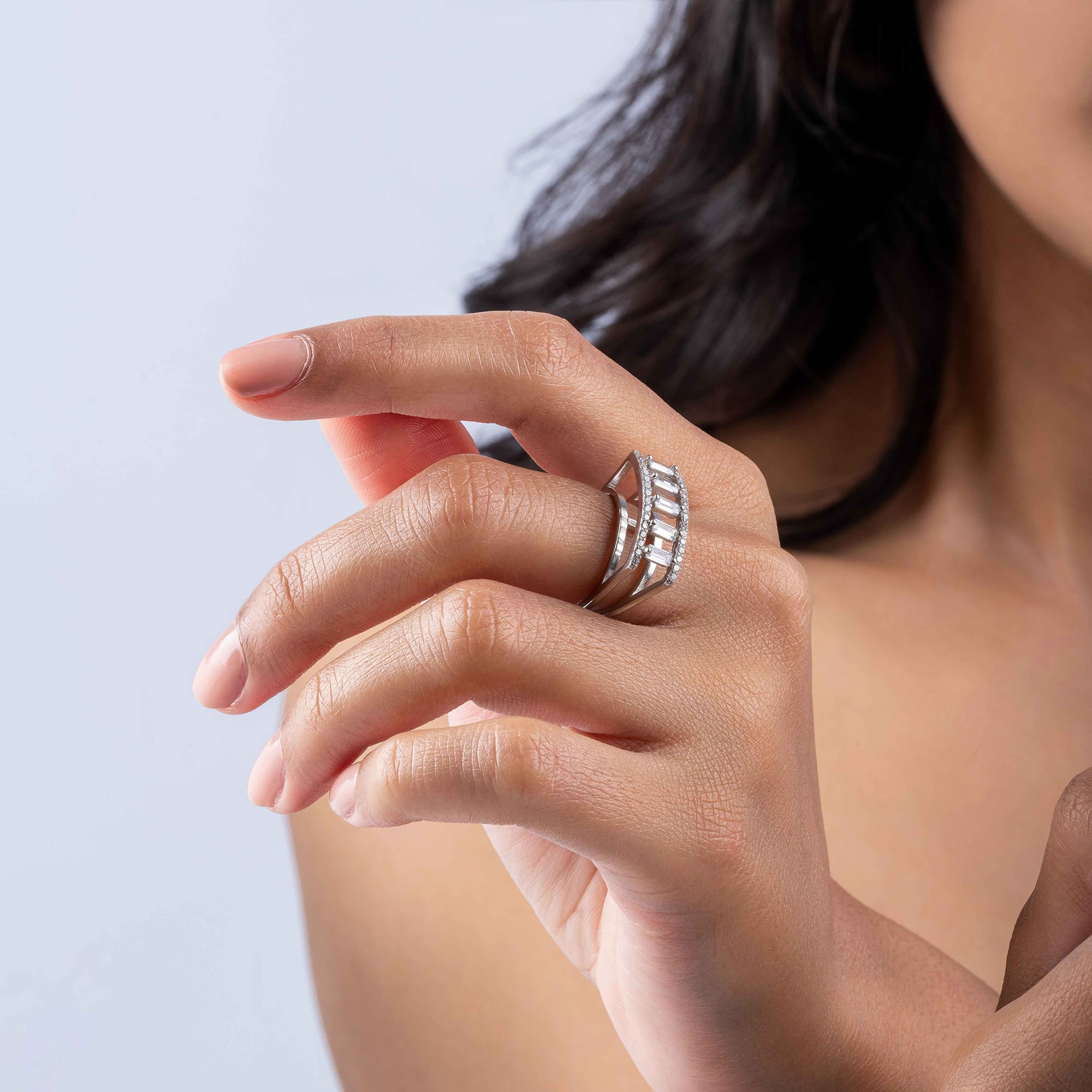 Vertical Stone Silver Ring