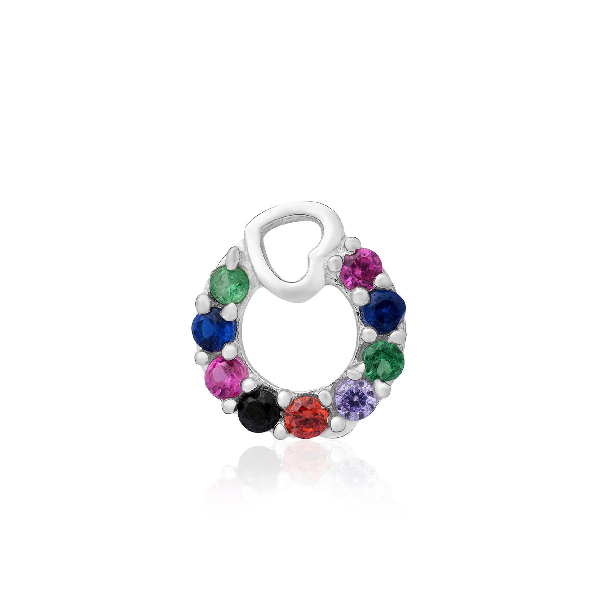 Heart Loop CZ Silver Nose Pin