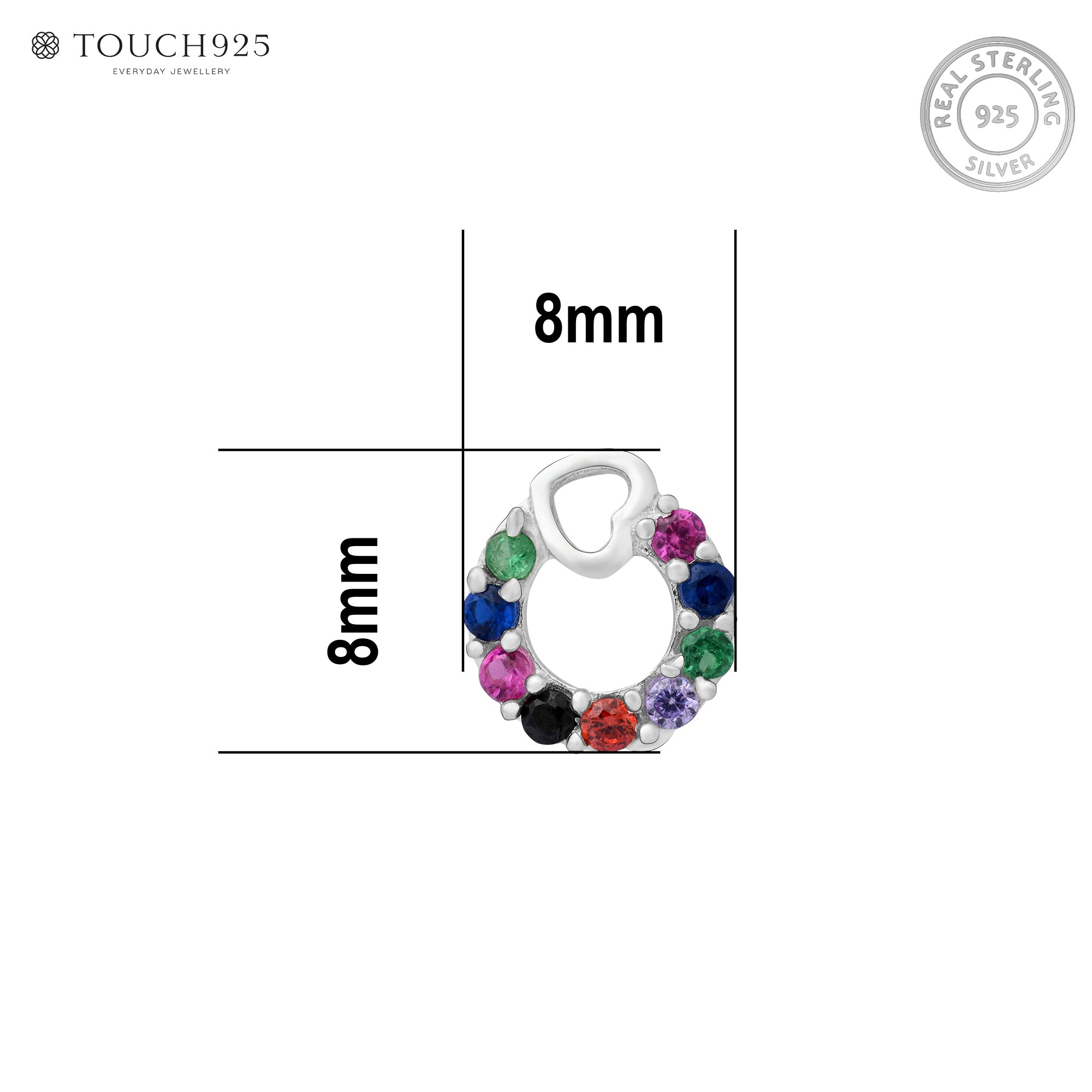 Heart Loop CZ Silver Nose Pin