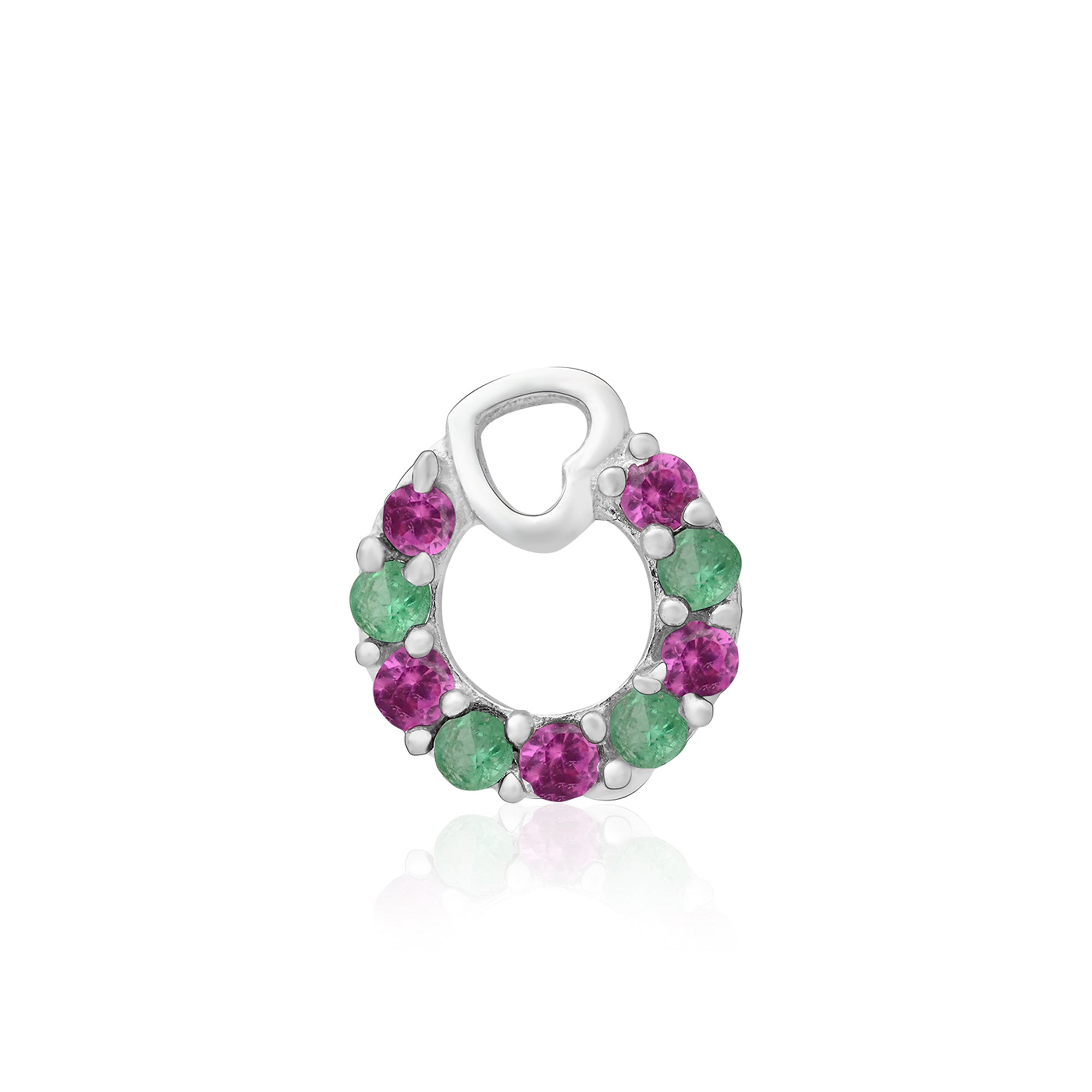 Heart Loop CZ Silver Nose Pin