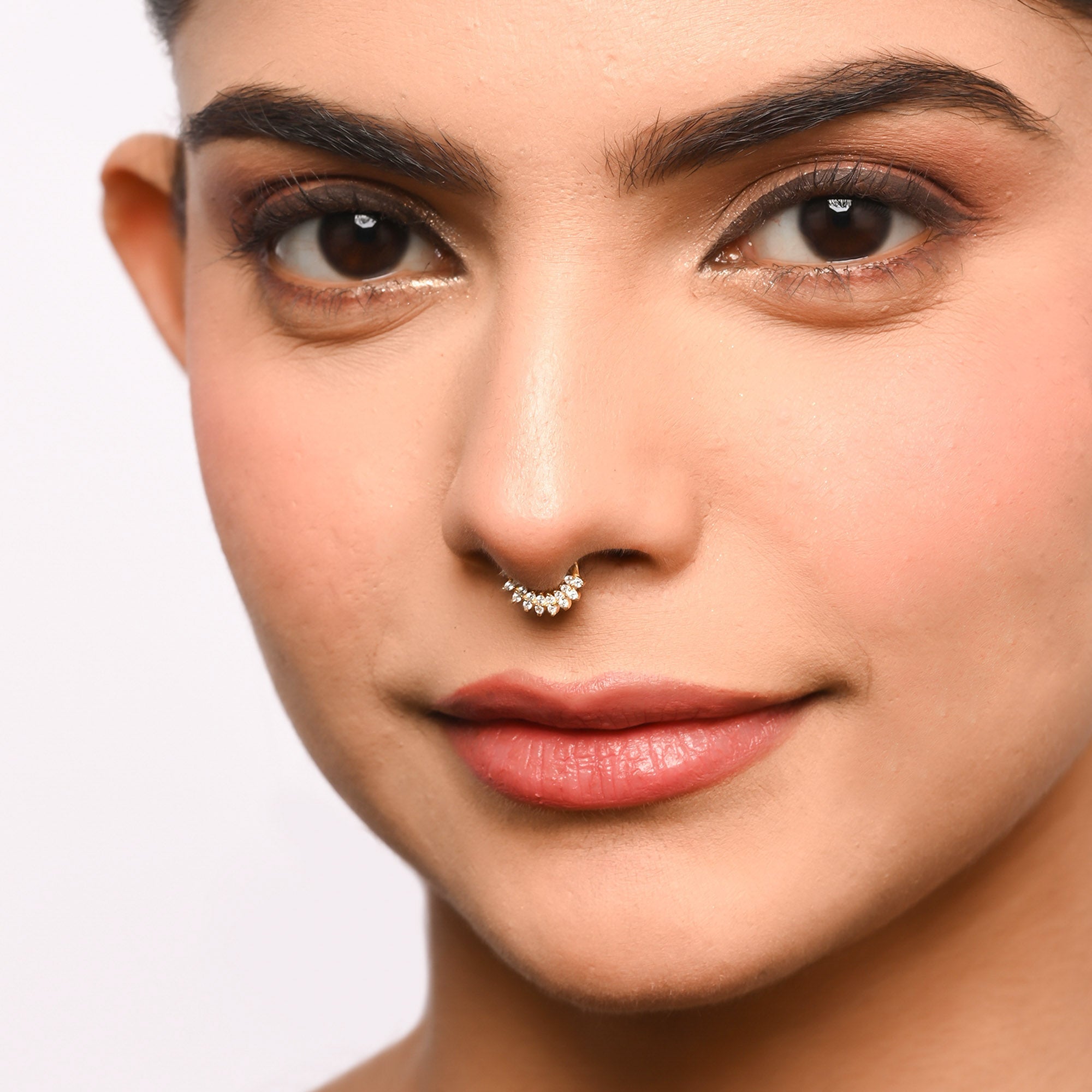 V-Pavé & Drop Septum Nose Ring Set