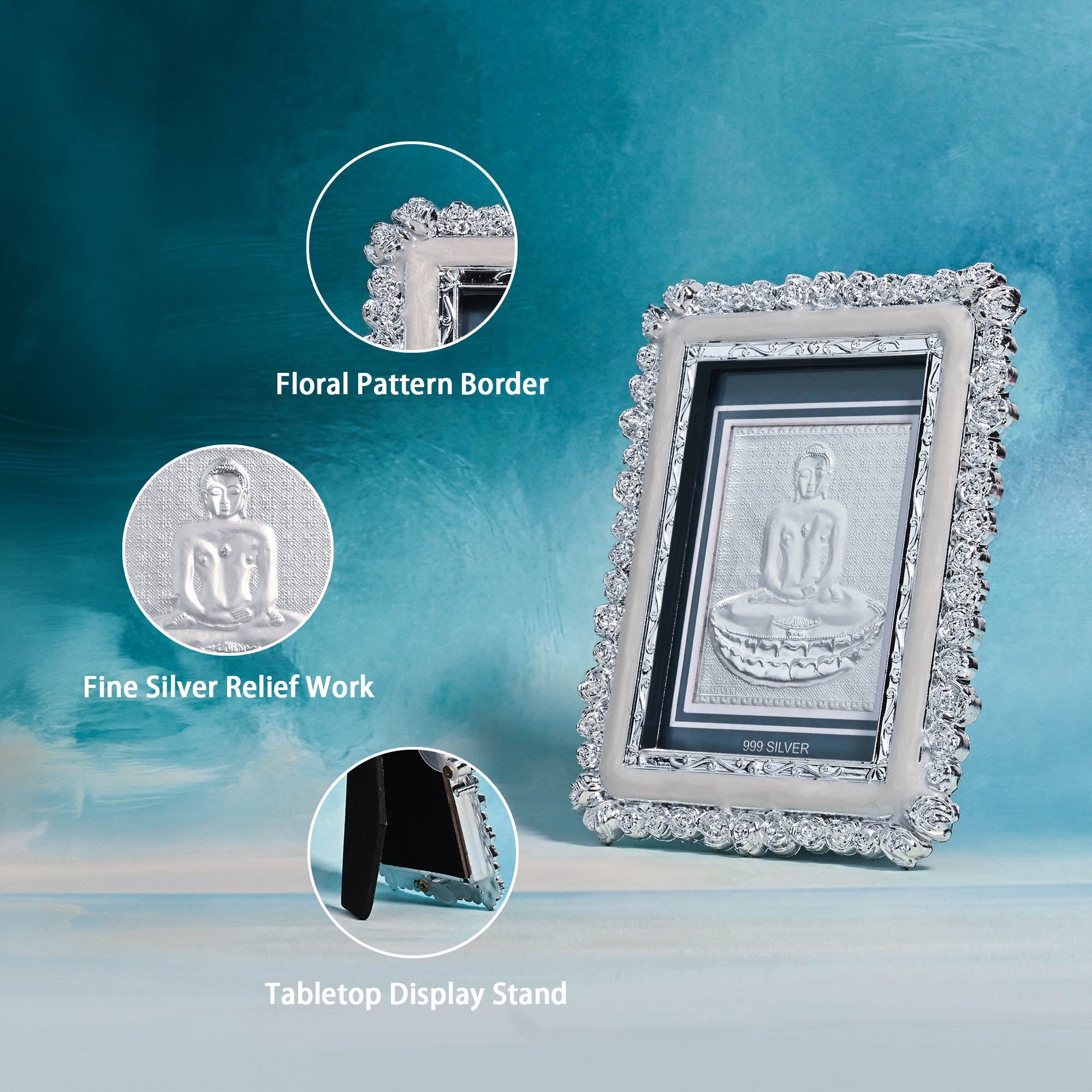 999 Silver Mahavir Swami Frame