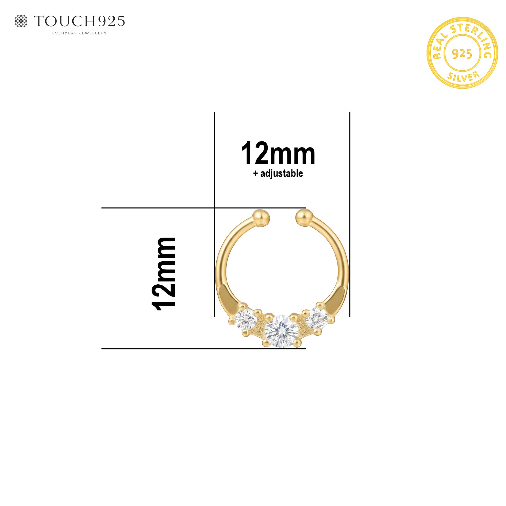 Minimal CZ Arc Septum Nose Ring