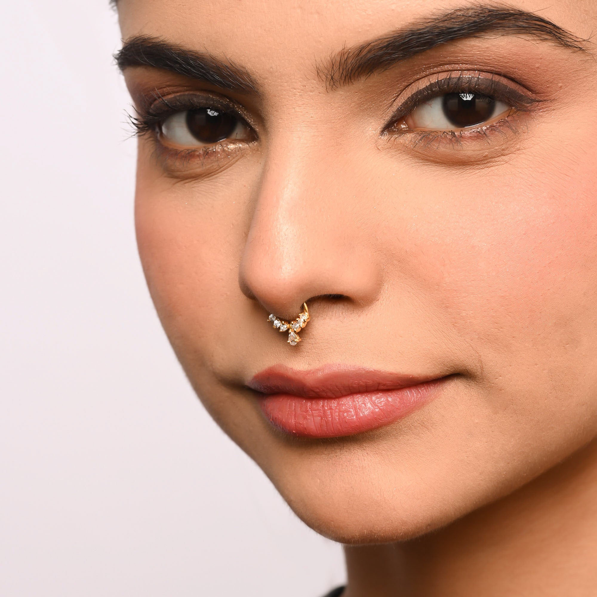 Set of 2 Silver V & Drop Septum Nose Ring