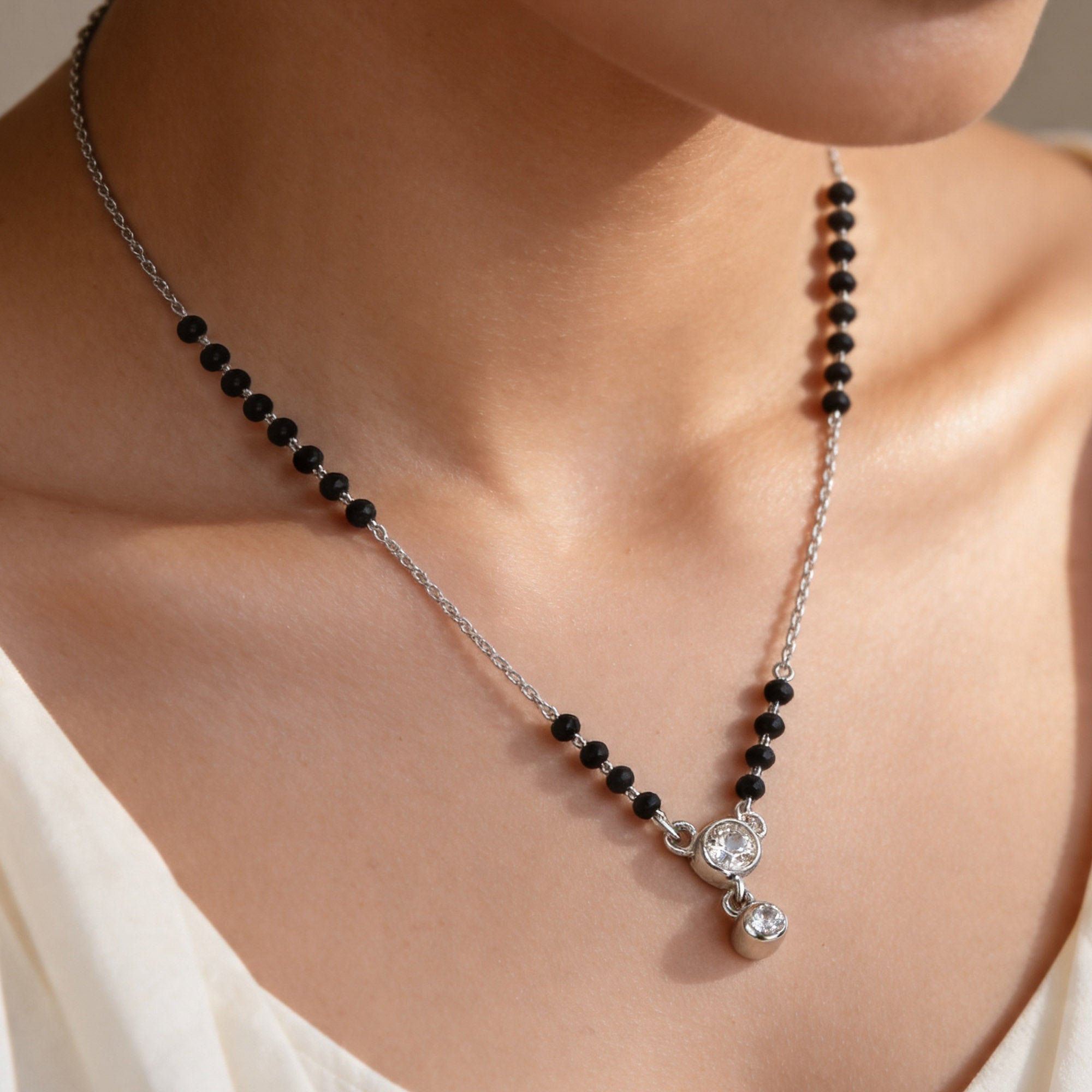 Dual Solitaire Drop Zircon Mangalsutra