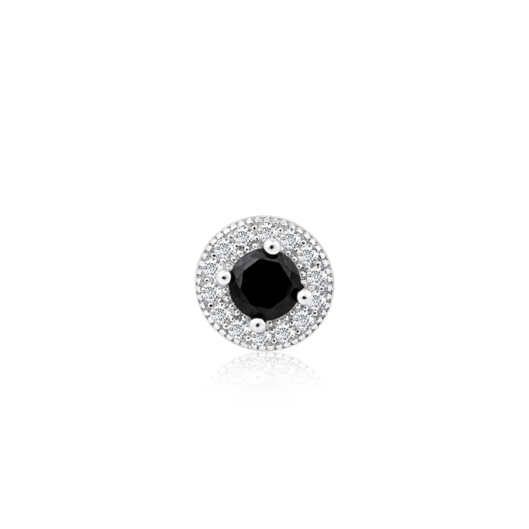 Midnight Round Silver Studs