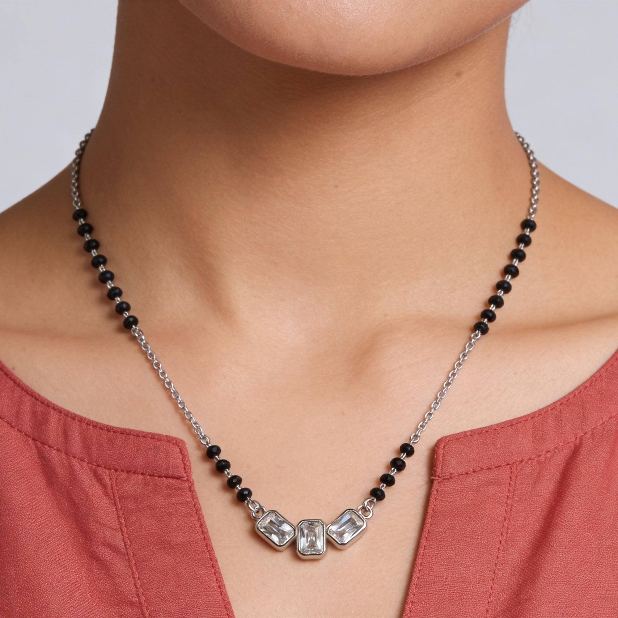 Triple Baguette Zircon Mangalsutra