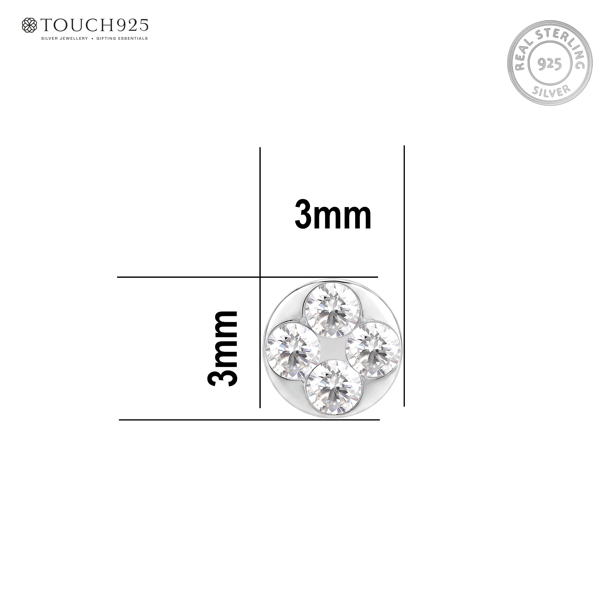 Four-Stone Quad Zircon Silver Stud