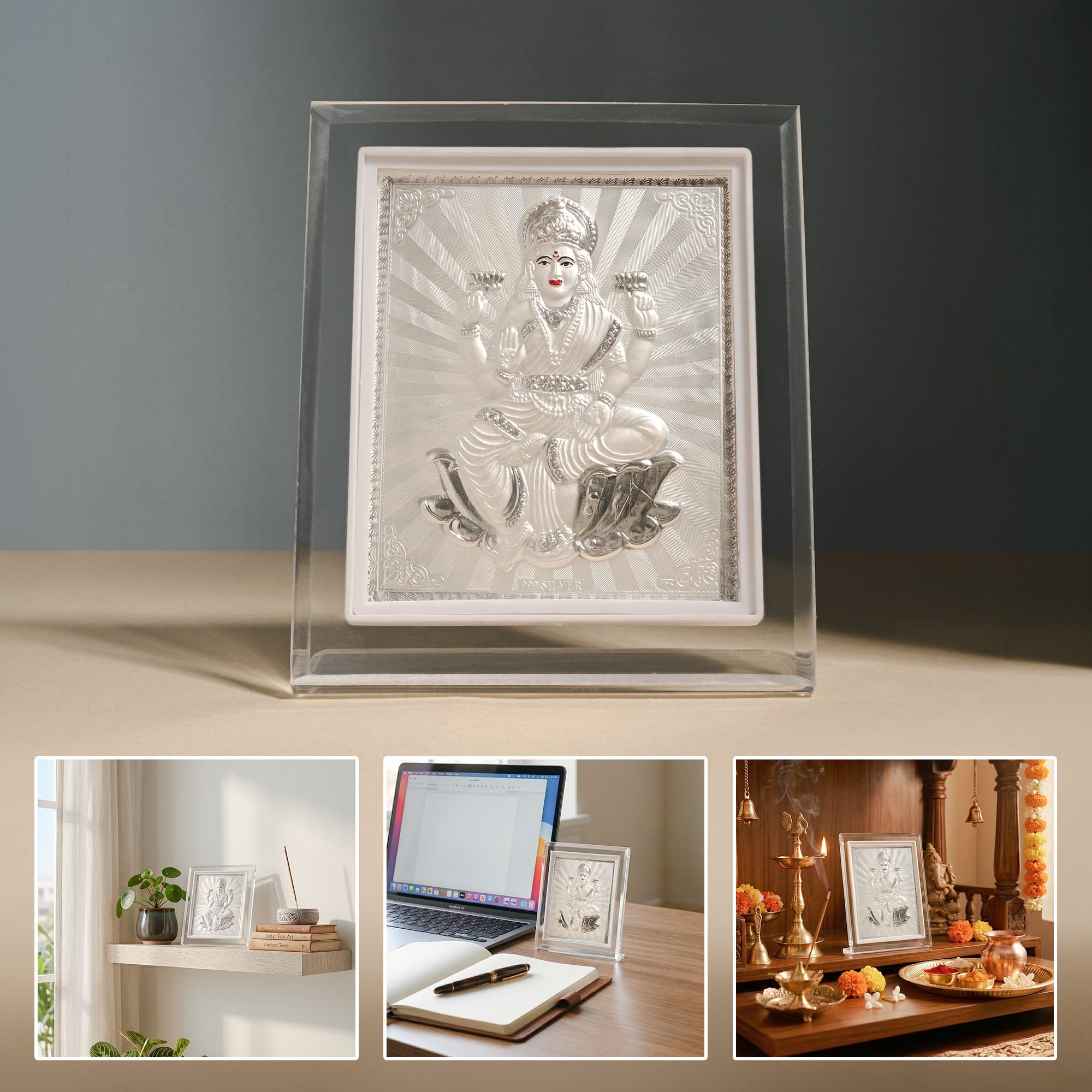 999 Silver Godess Laxmi Idol Frame