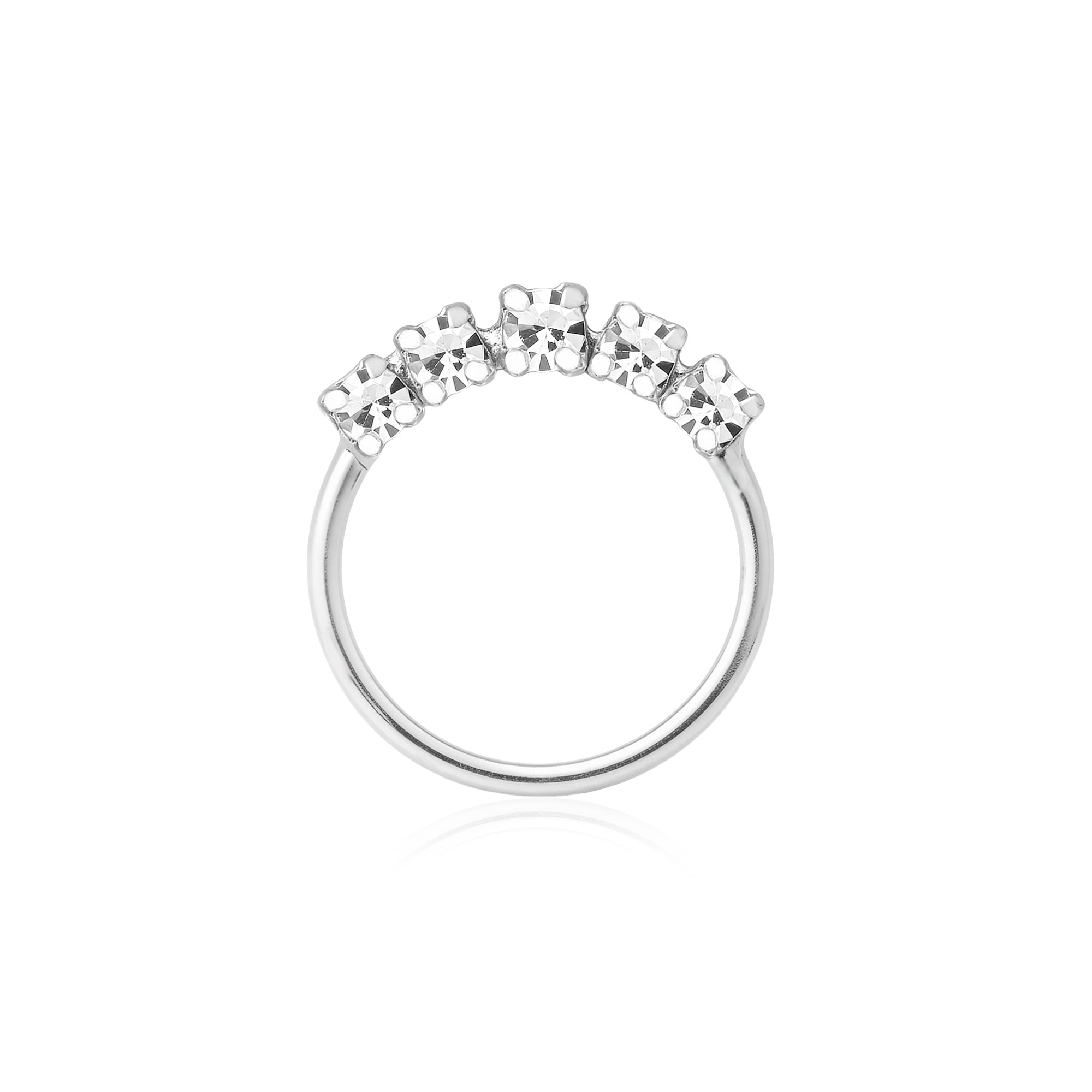 Five-Stone Zircon Silver Nose Hoop