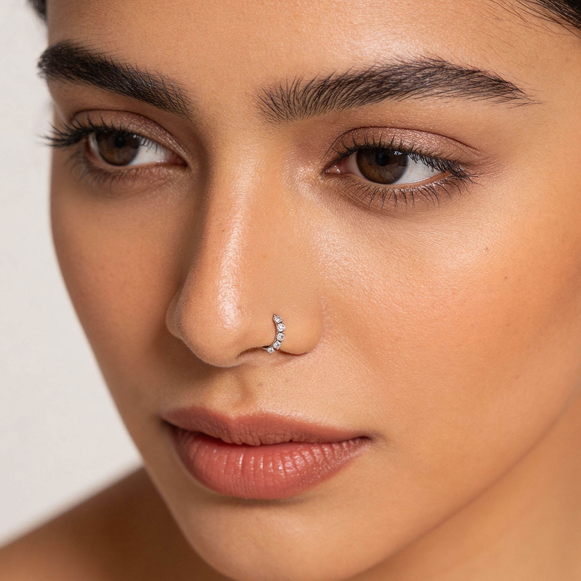 Five-Stone Zircon Silver Nose Hoop