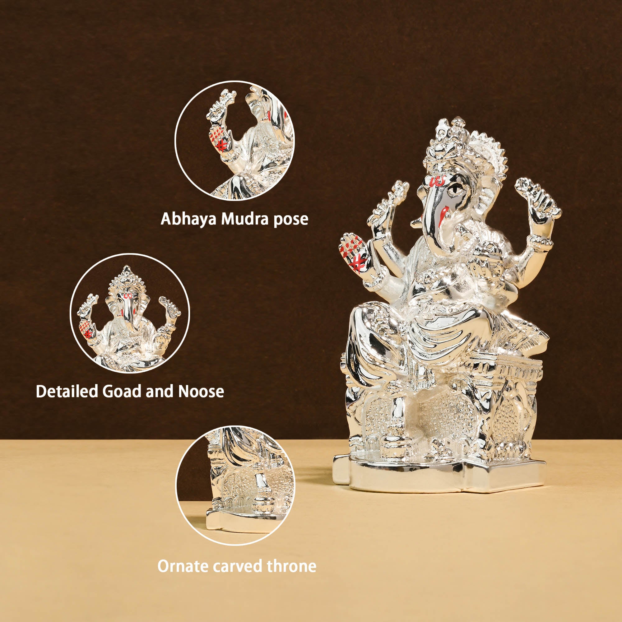 999 Silver Plated Ganesha Idol