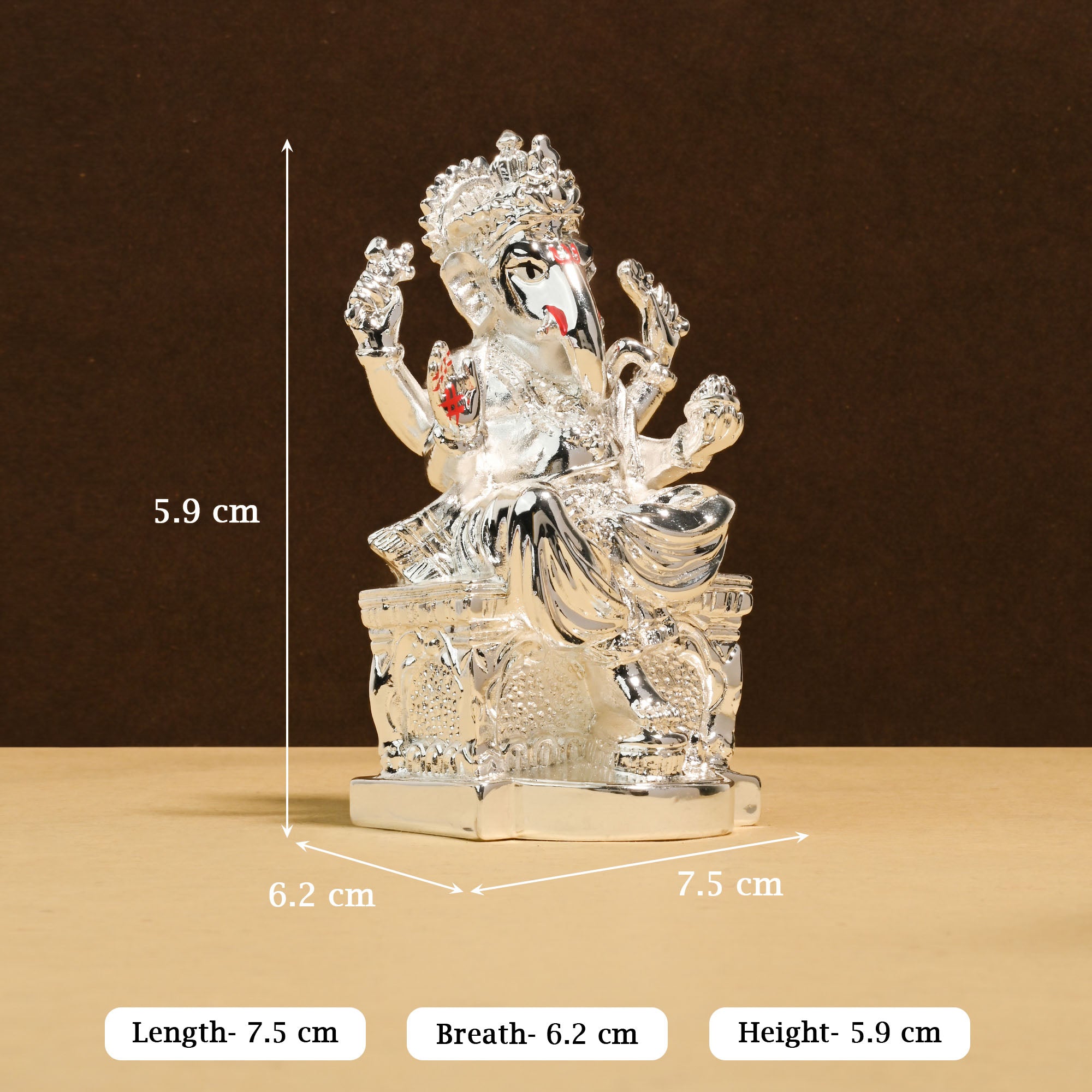 999 Silver Plated Ganesha Idol